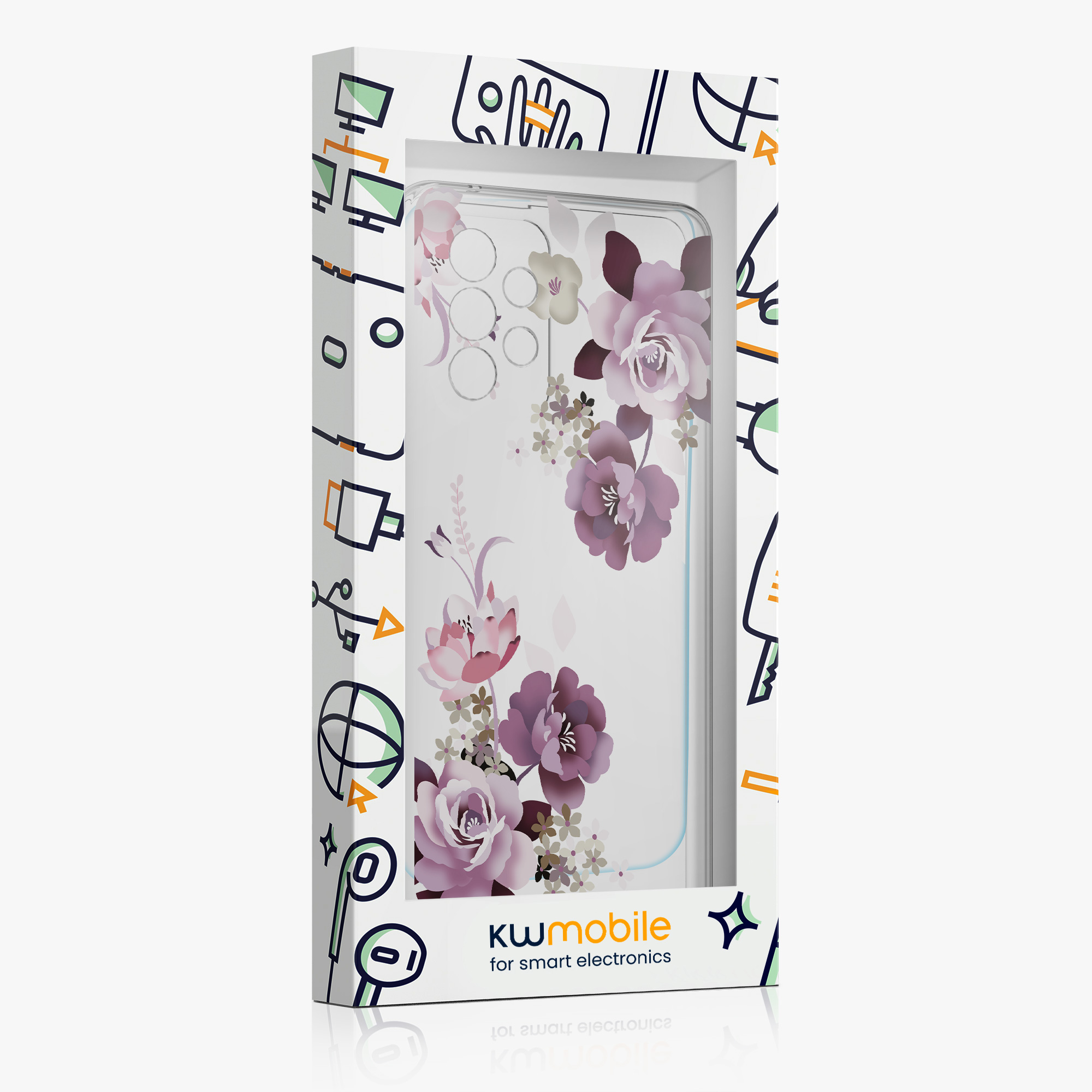 Průhledný kryt na mobil Samsung Galaxy A53 5G kwmobile motiv Flower Bouquets Flower Bouquets - pastelová fialová / transparentní