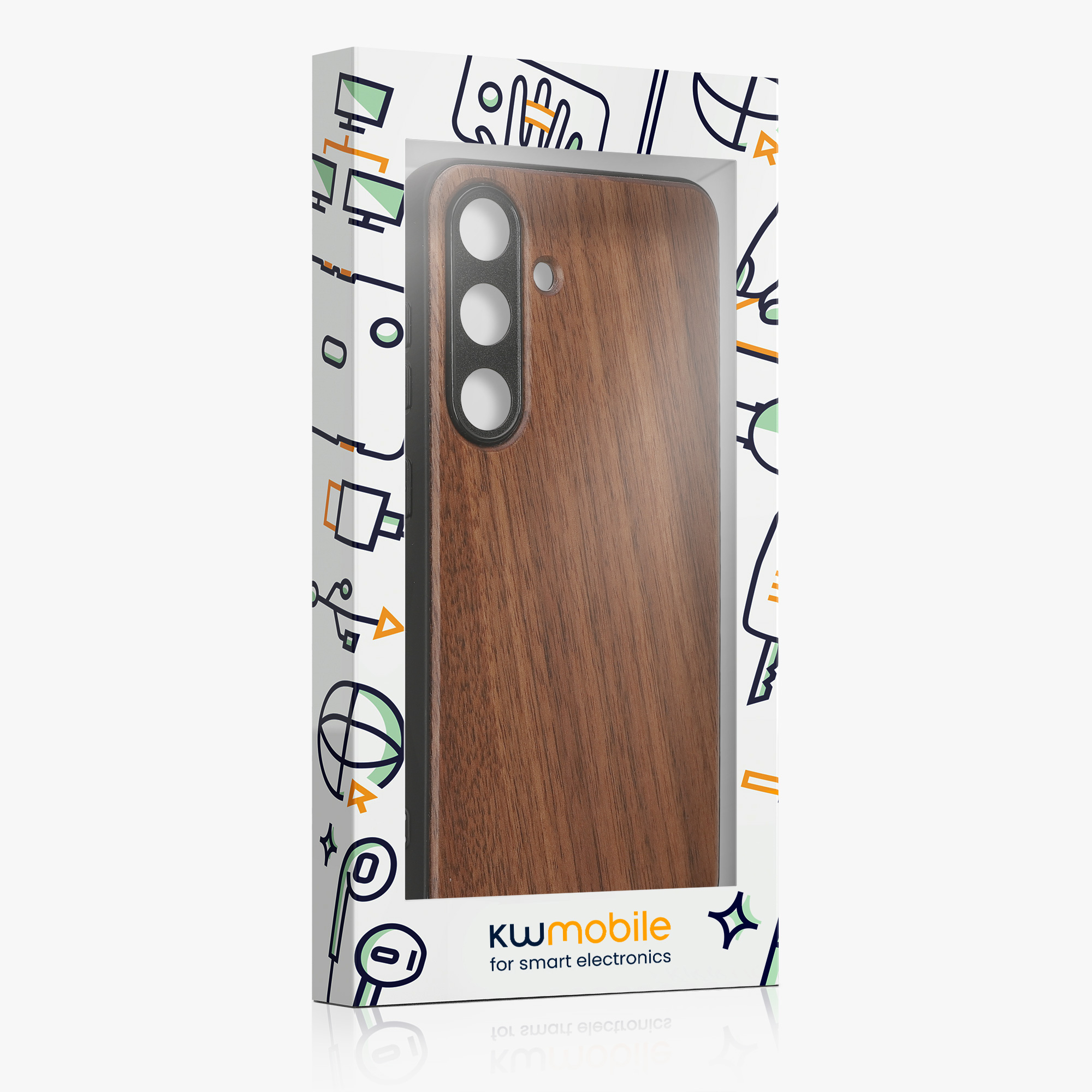 Dřevěný kryt Samsung Galaxy S25 kwmobile tmavě hnědá