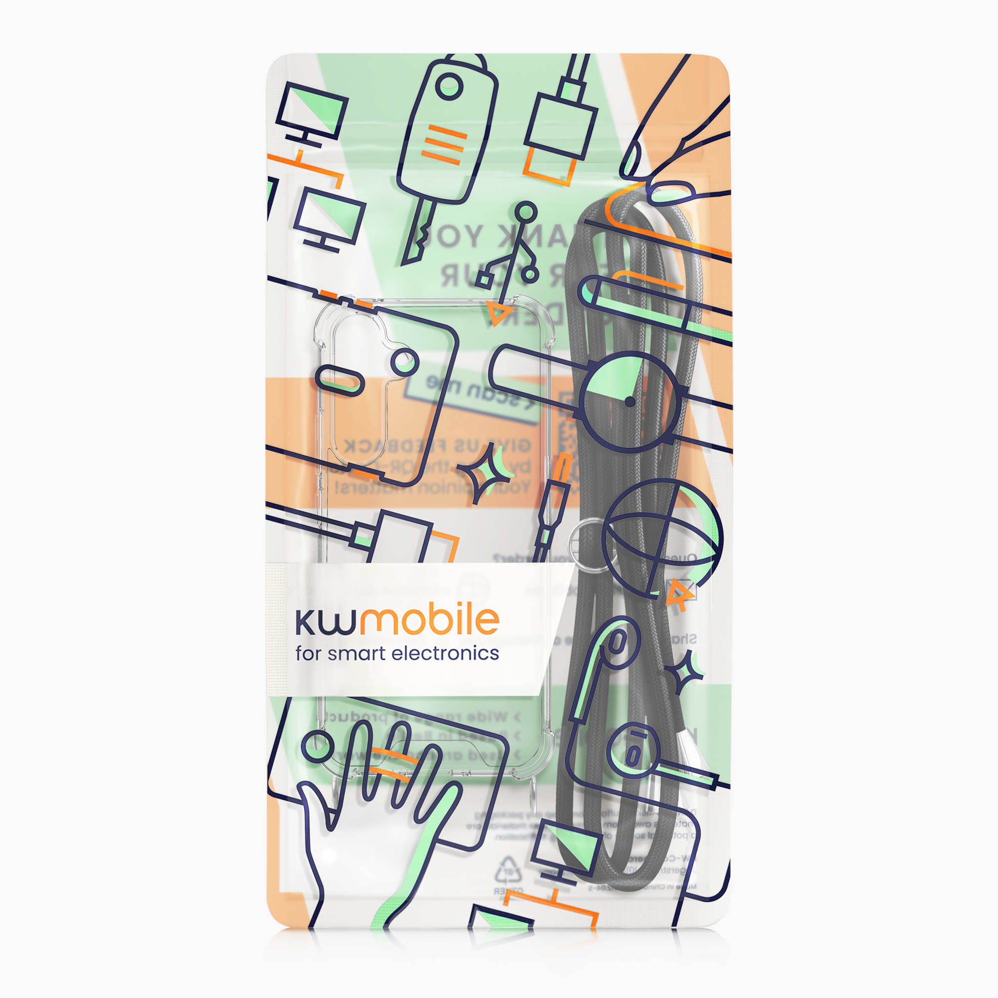 Crossbody kryt Samsung Galaxy S25 kwmobile transparentní