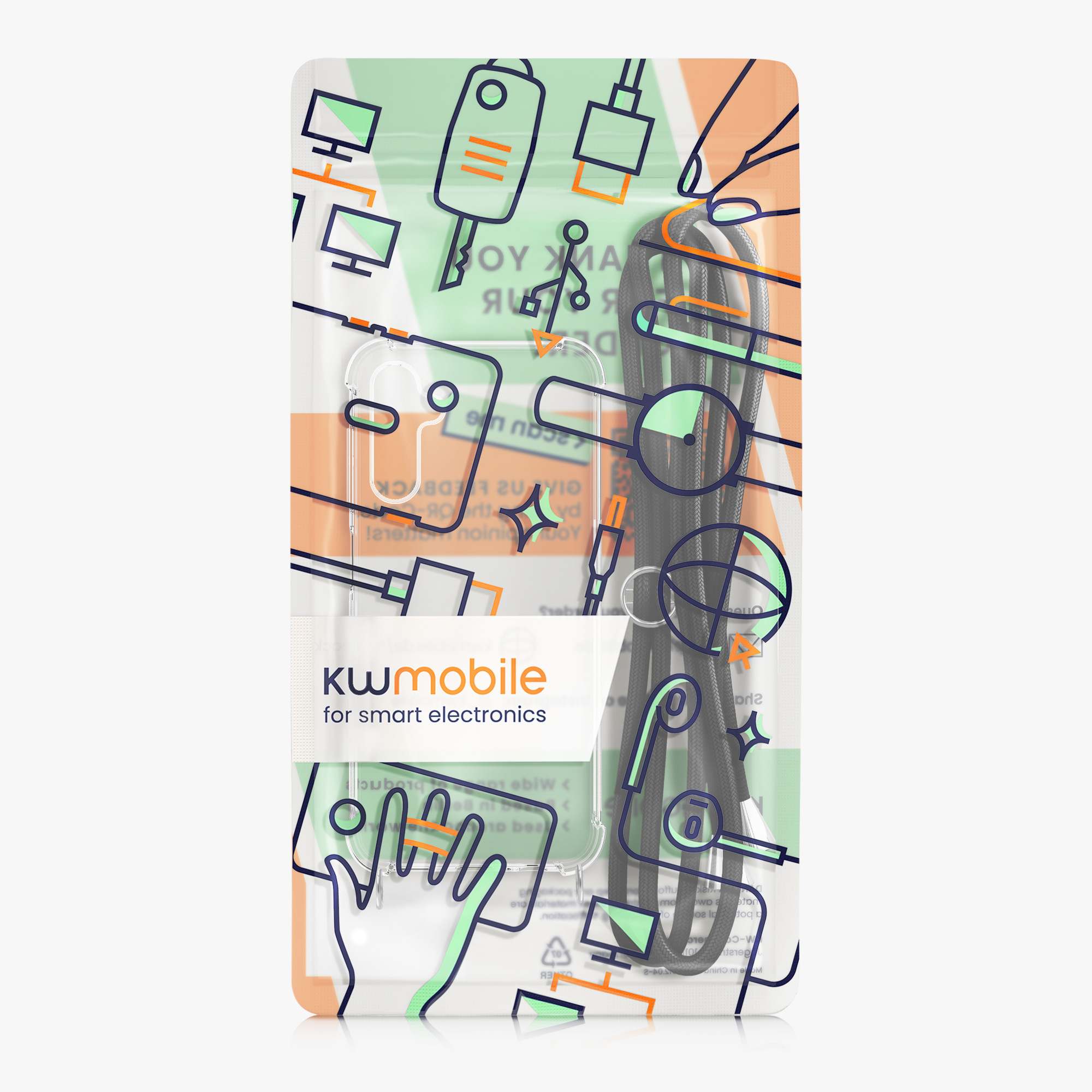 Crossbody kryt na mobil Samsung Galaxy A16 5G kwmobile se šňůrkou Transparentní