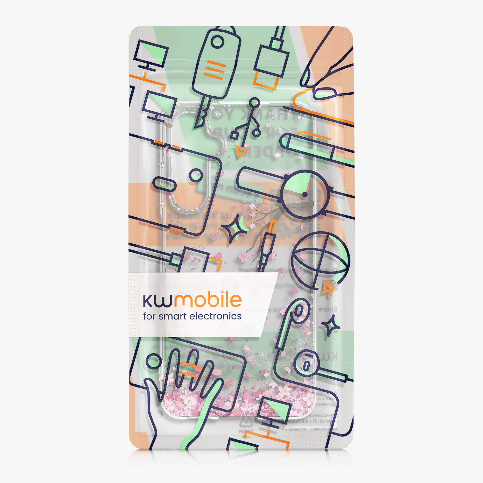 Kryt na mobil Samsung Galaxy A16 5G kwmobile motiv Cherry Blossoms Cherry Blossoms - růžová / tmavě hnědá / transparentní