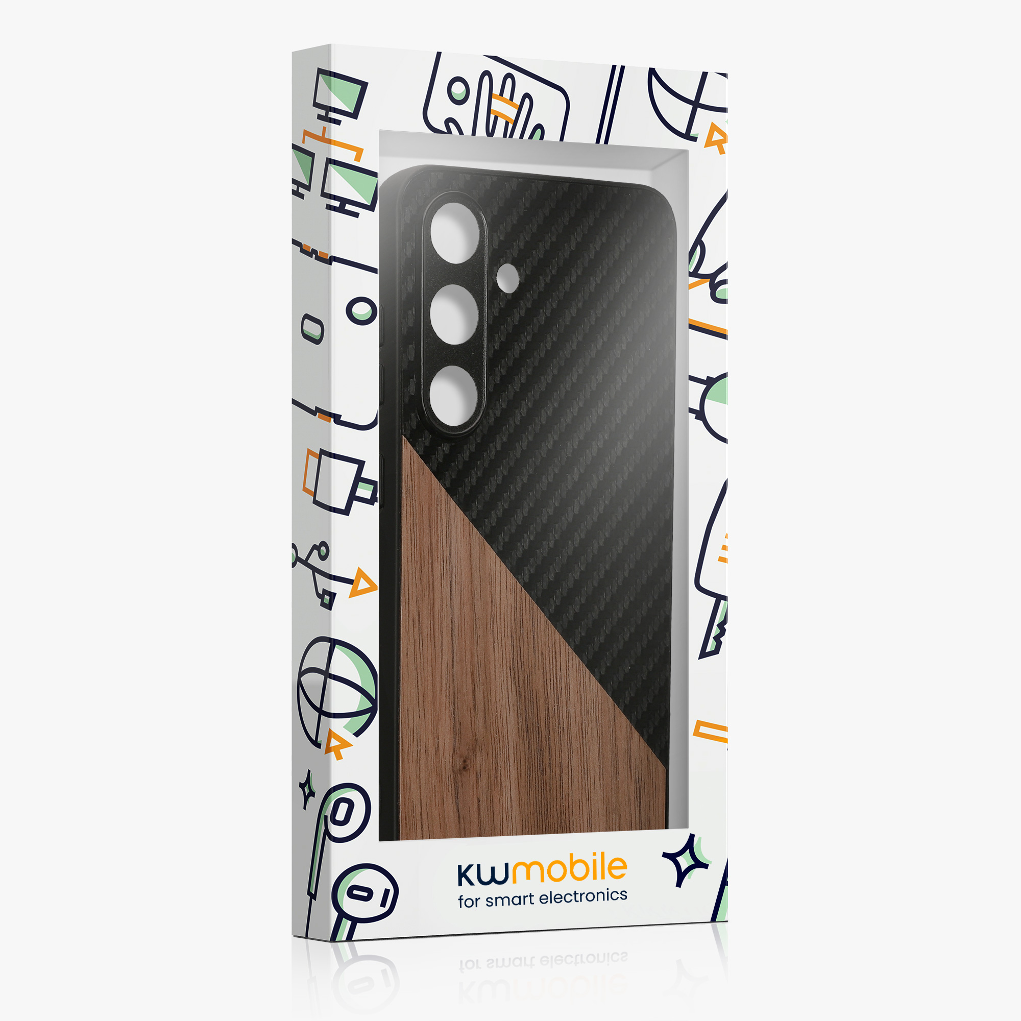 Dřevěný kryt Samsung Galaxy S25 kwmobile tmavě hnědá / černá