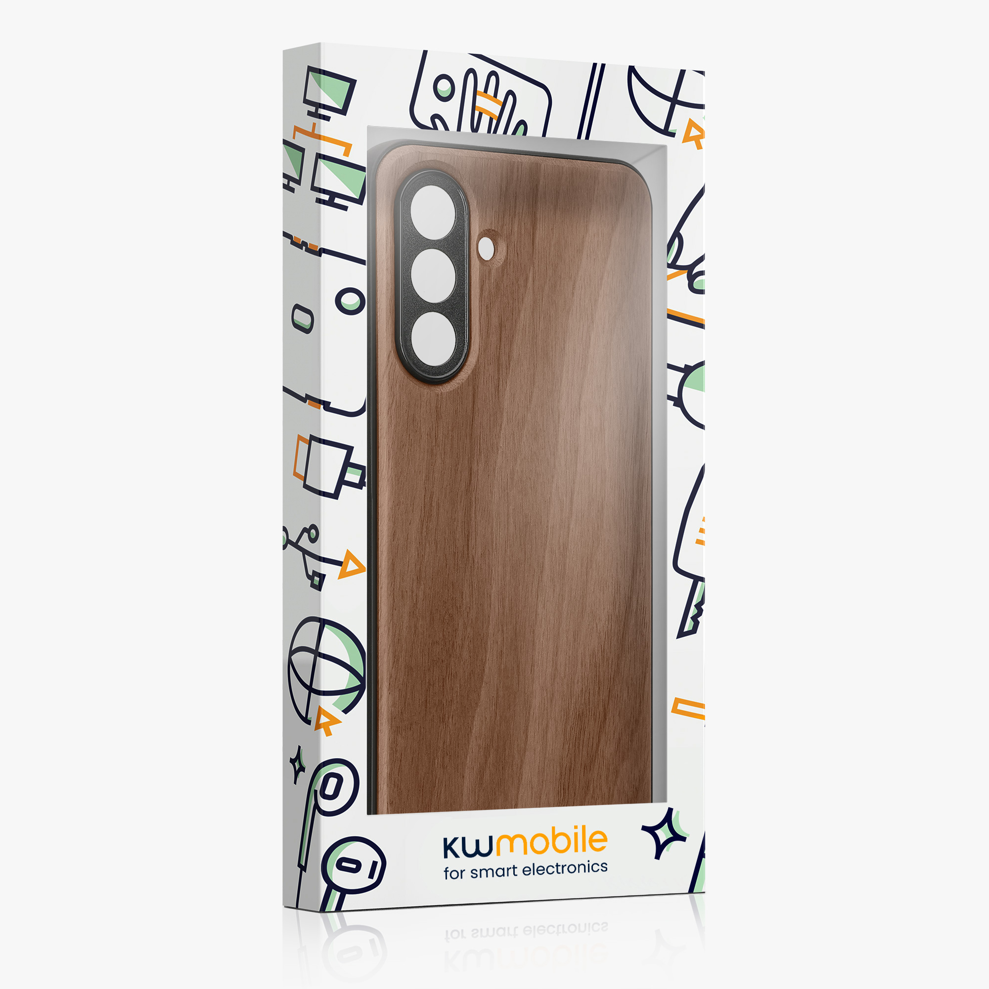 Dřevěný kryt na mobil Samsung Galaxy A26 5G kwmobile TPU rámeček Tmavě hnědá