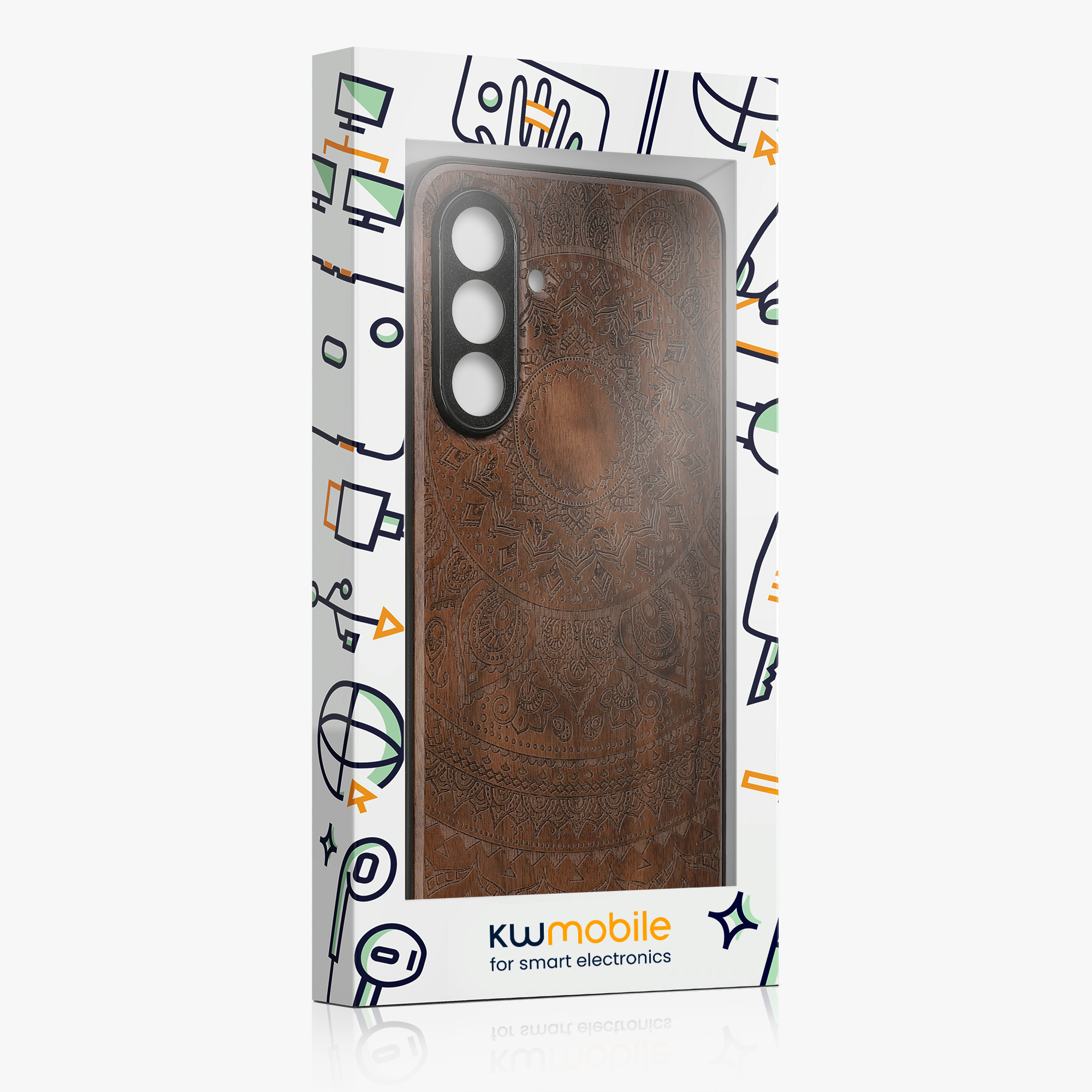 Dřevěný kryt na mobil Samsung Galaxy A36 5G kwmobile TPU rámeček Tmavě hnědá