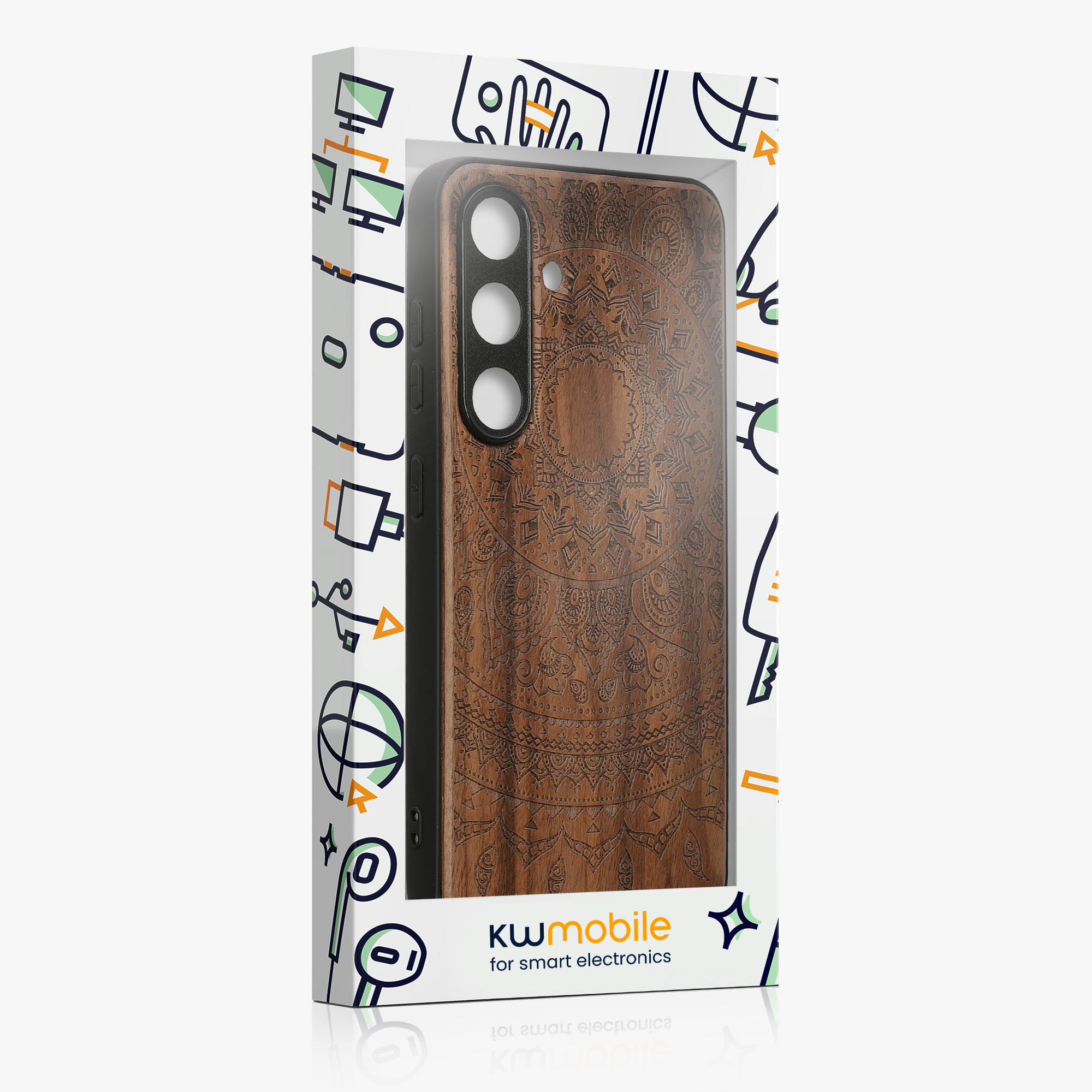Dřevěný kryt Samsung Galaxy S25 kwmobile tmavě hnědá