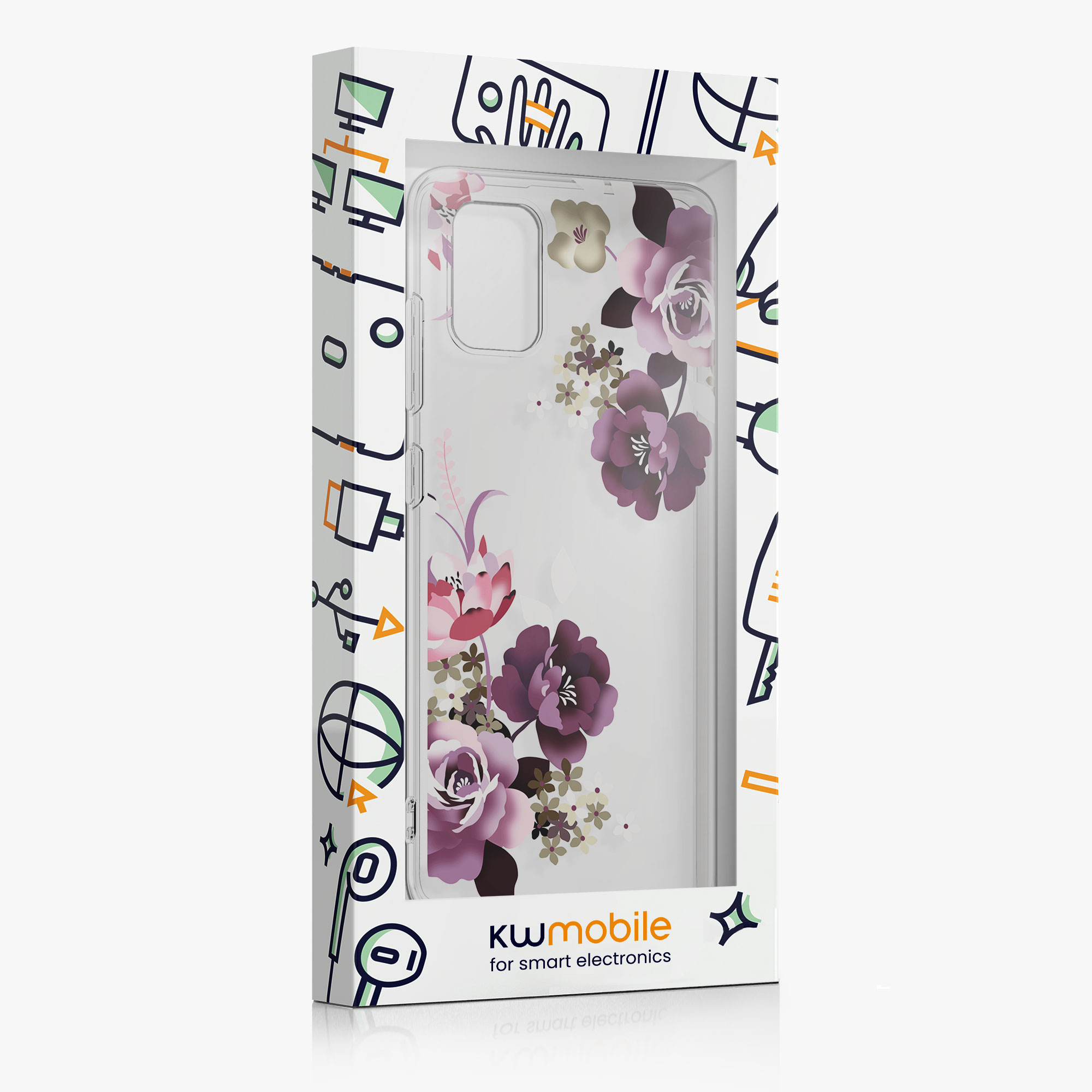 Průhledný kryt na mobil Samsung Galaxy A51 kwmobile motiv Flower Bouquets Flower Bouquets - pastelová fialová / transparentní