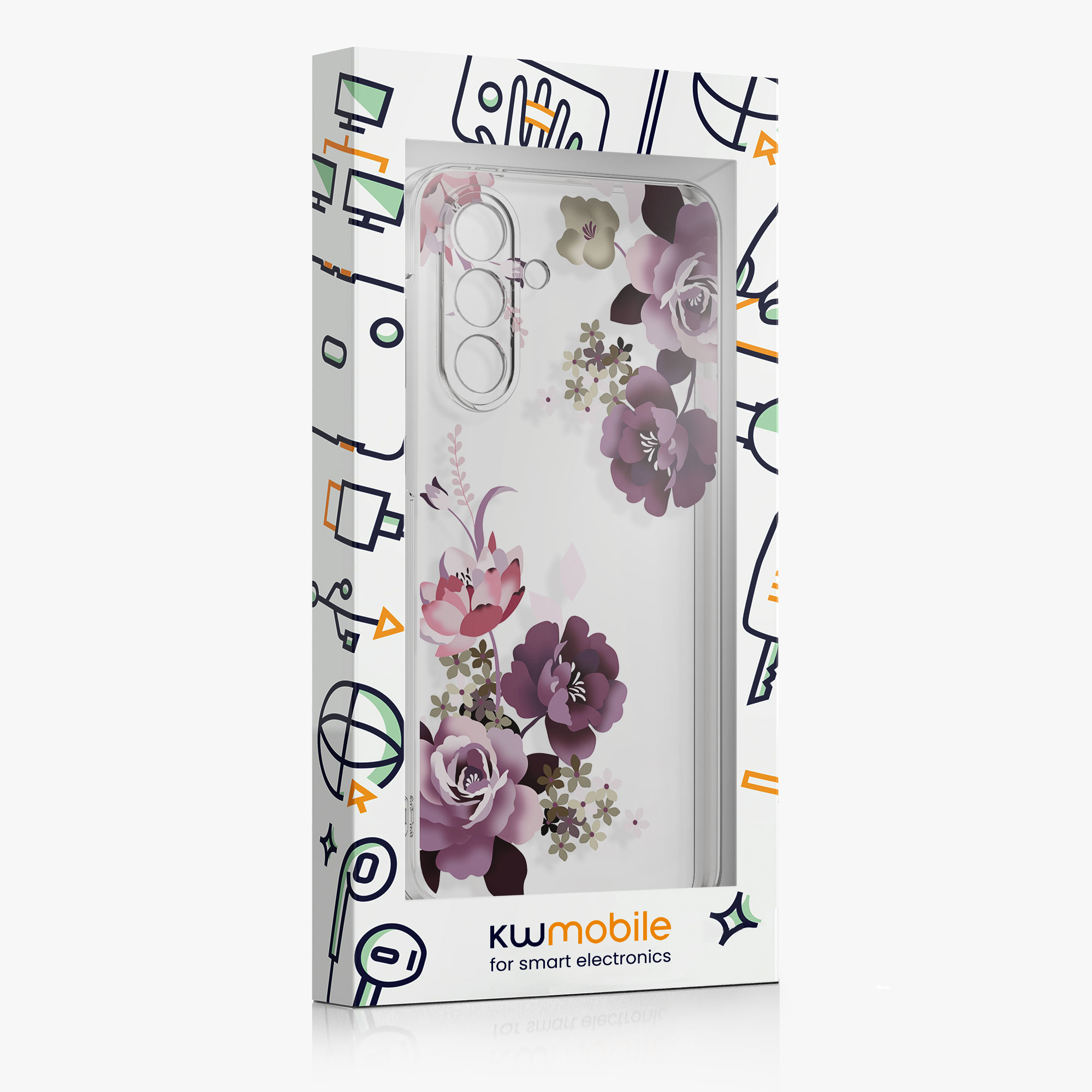 Průhledný kryt na mobil Samsung Galaxy A36 5G kwmobile motiv Flower Bouquets Flower Bouquets - pastelová fialová / transparentní