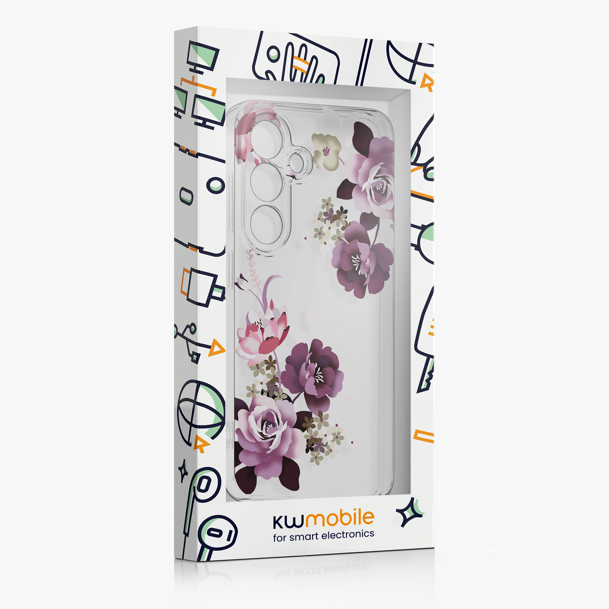 Čirá ochranná fólie + pouzdro s kytičkami kwmobile Samsung Galaxy S26 Plus