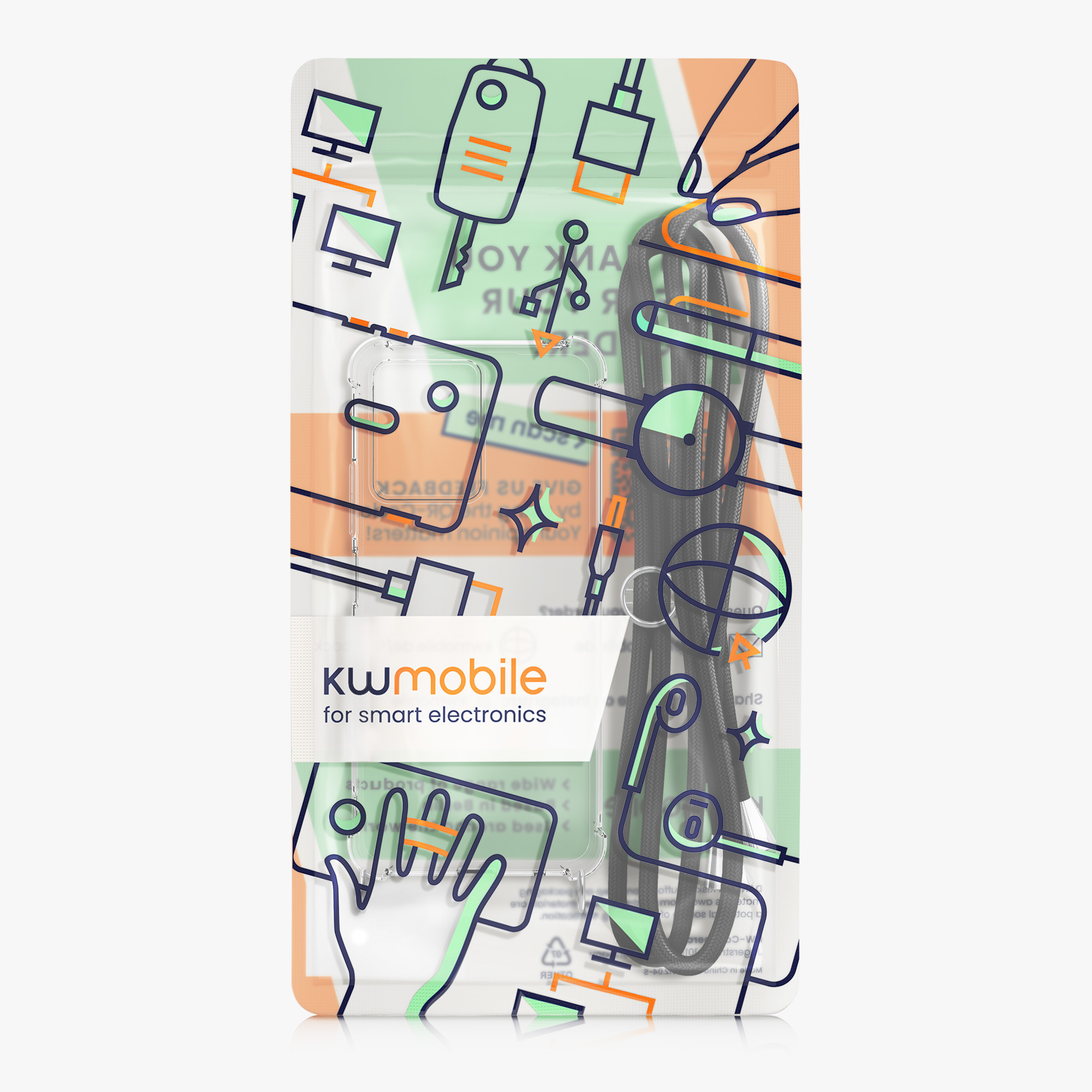 Kryt s popruhem kwmobile pro Motorola Moto G14 - Černá / transparentní