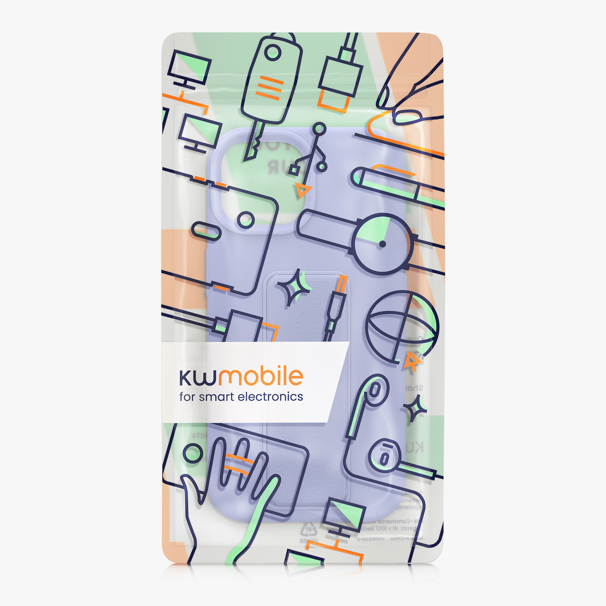 Kryt kwmobile s poutkem se stojánkem iPhone 15 levandulová