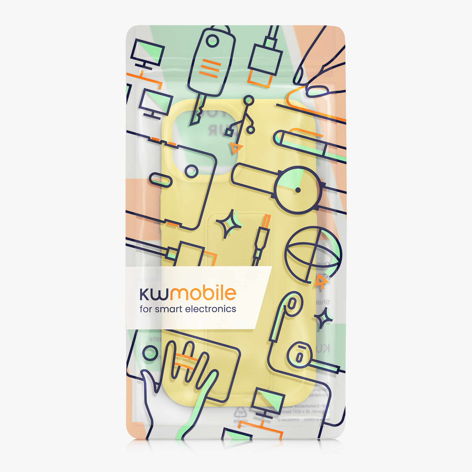 Kryt kwmobile s poutkem se stojánkem iPhone 15 žlutá
