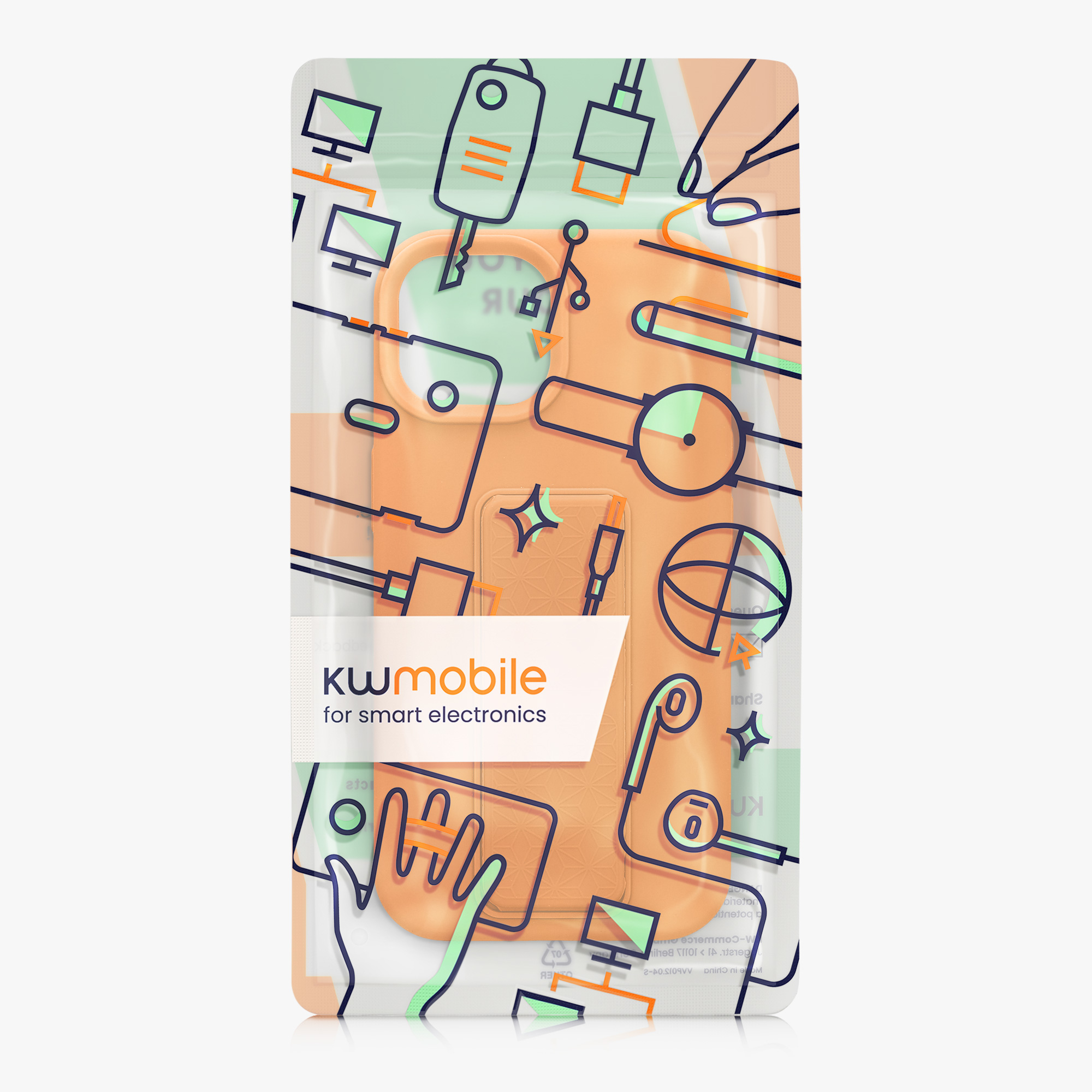 Kryt kwmobile s poutkem se stojánkem iPhone 15 oranžová