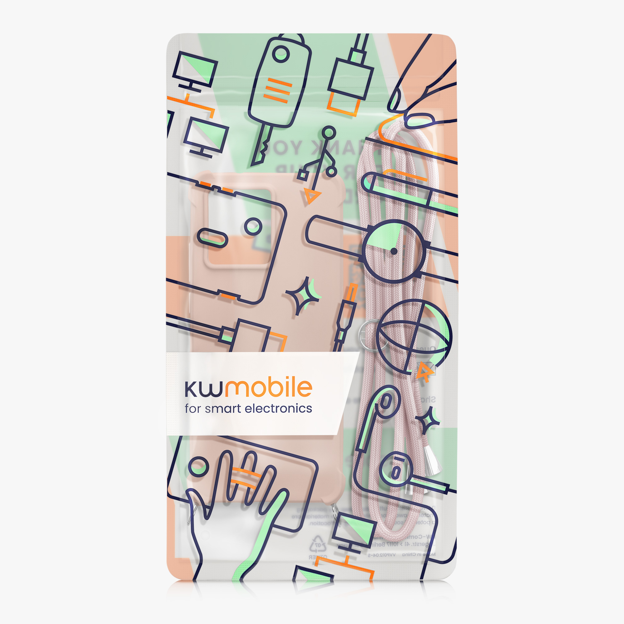 Crossbody kryt na mobil Motorola Edge 40 Neo kwmobile se šňůrkou tropický kokos