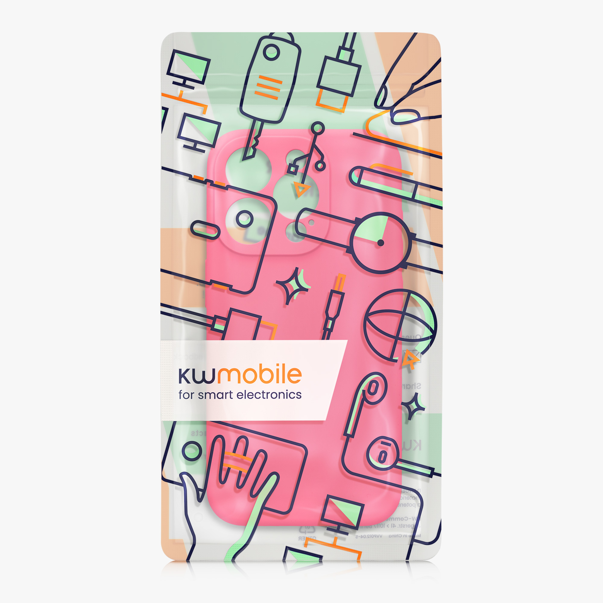 Kryt kwmobile slim soft-touch iPhone 15 Pro neonově růžová