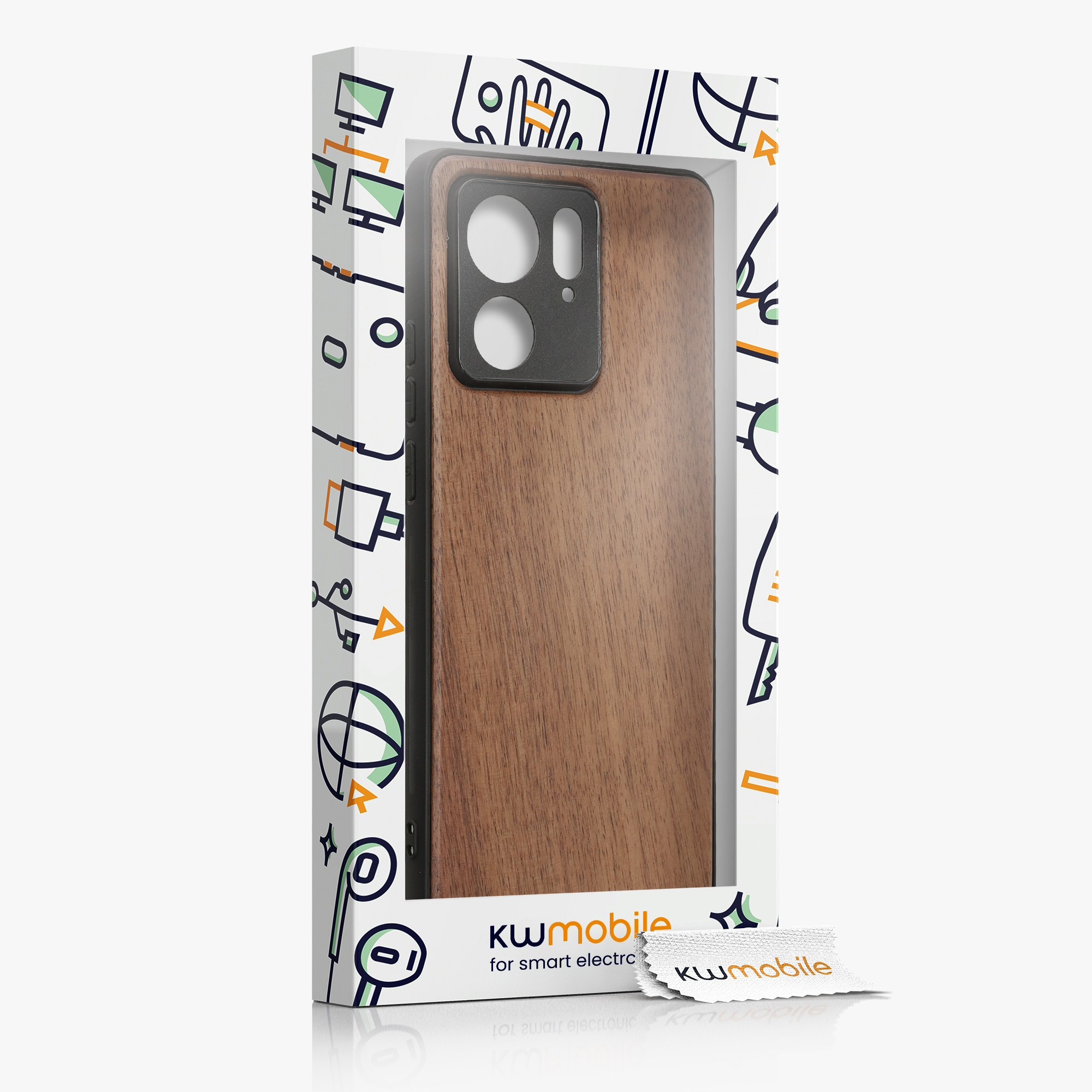 Dřevěný kryt na mobil Motorola Edge 40 kwmobile Wood tmavě hnědý