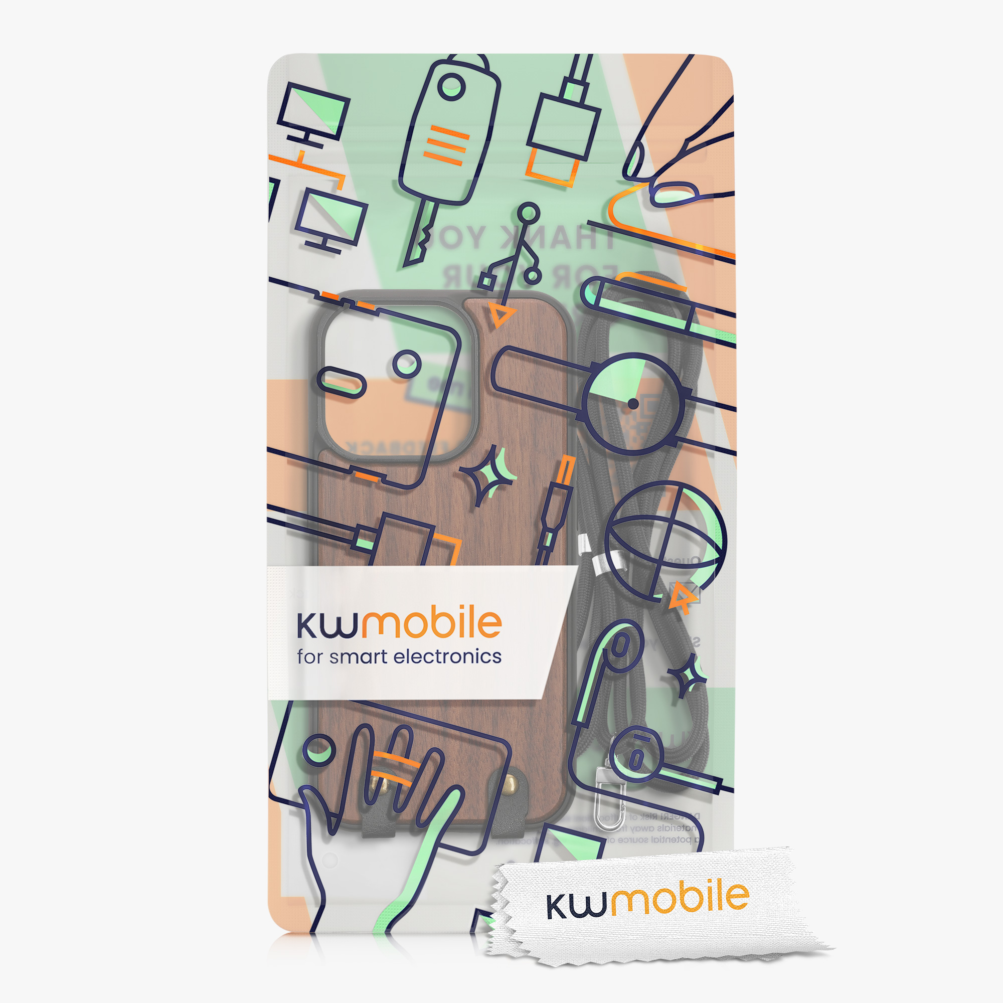 Crossbody kryt kwmobile pro iPhone 15 Pro - tmavě hnědá