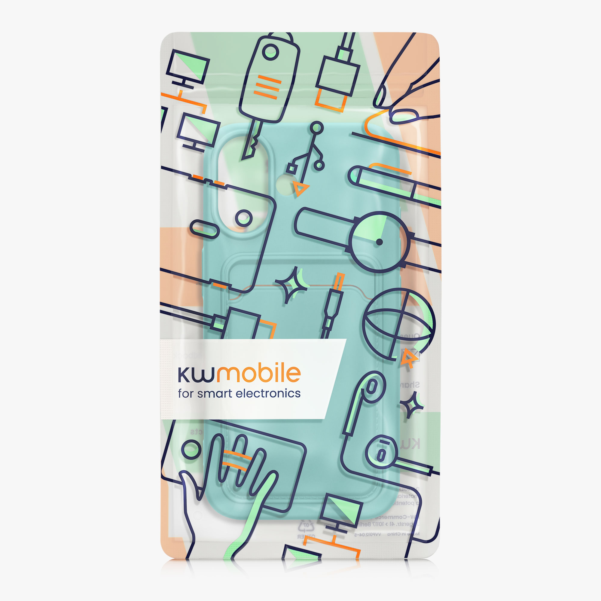 Kryt s přihrádkou na kartu kwmobile pro iPhone 16 - mátová