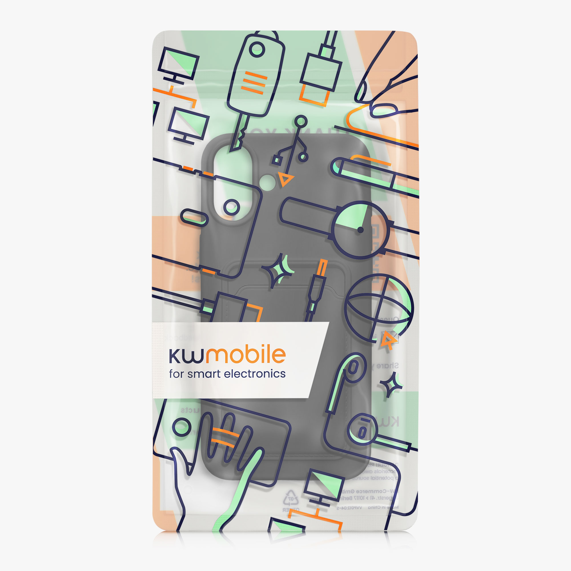 Kryt na mobil s přihrádkou na kartu Apple iPhone 16 Plus kwmobile - černá