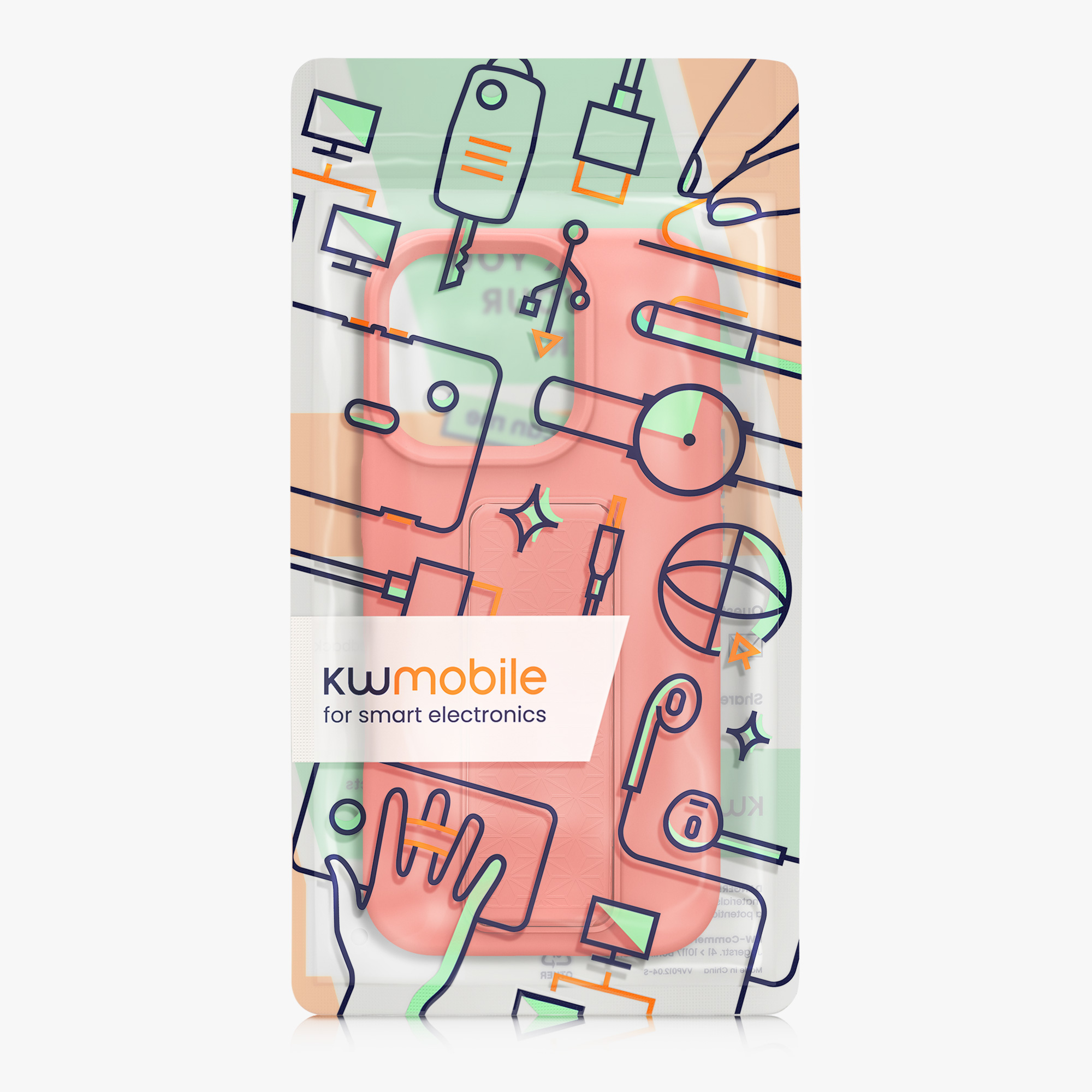 Kryt na mobil s poutkem a stojánkem Apple iPhone 16 Pro kwmobile - korálová