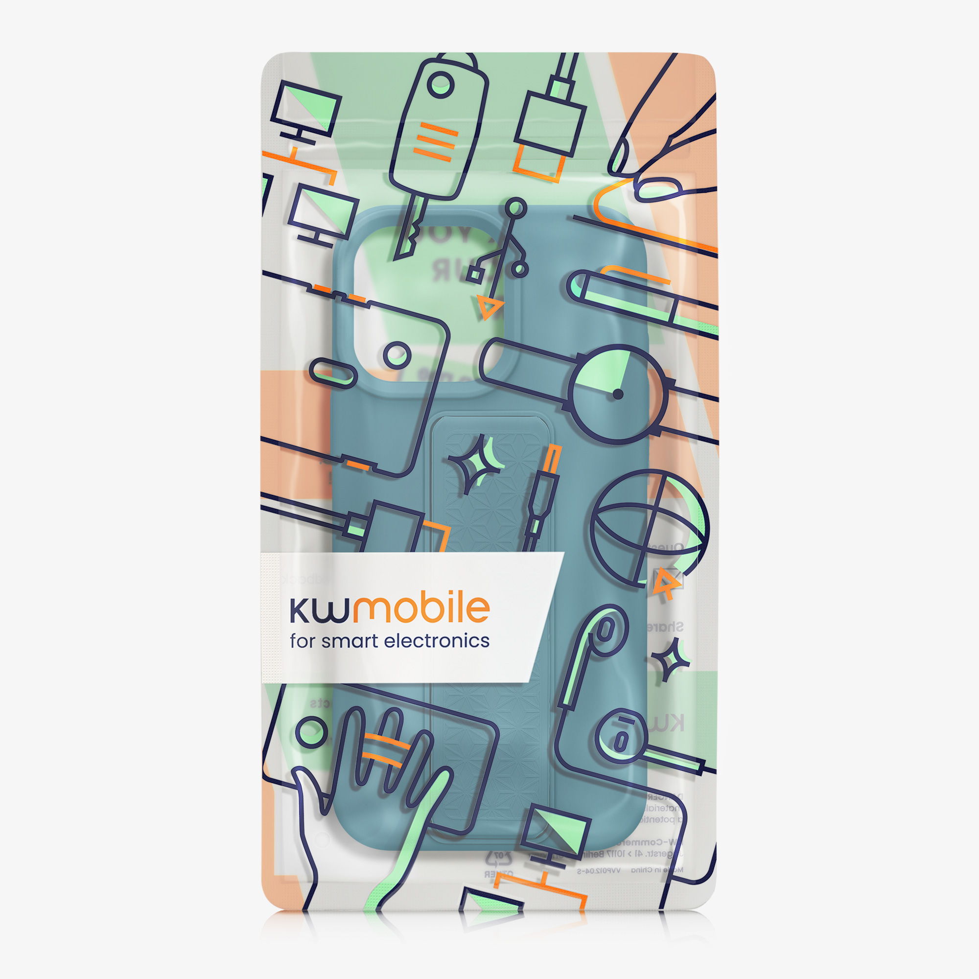 Kryt na mobil s poutkem a stojánkem Apple iPhone 16 Pro kwmobile - Teal Matte