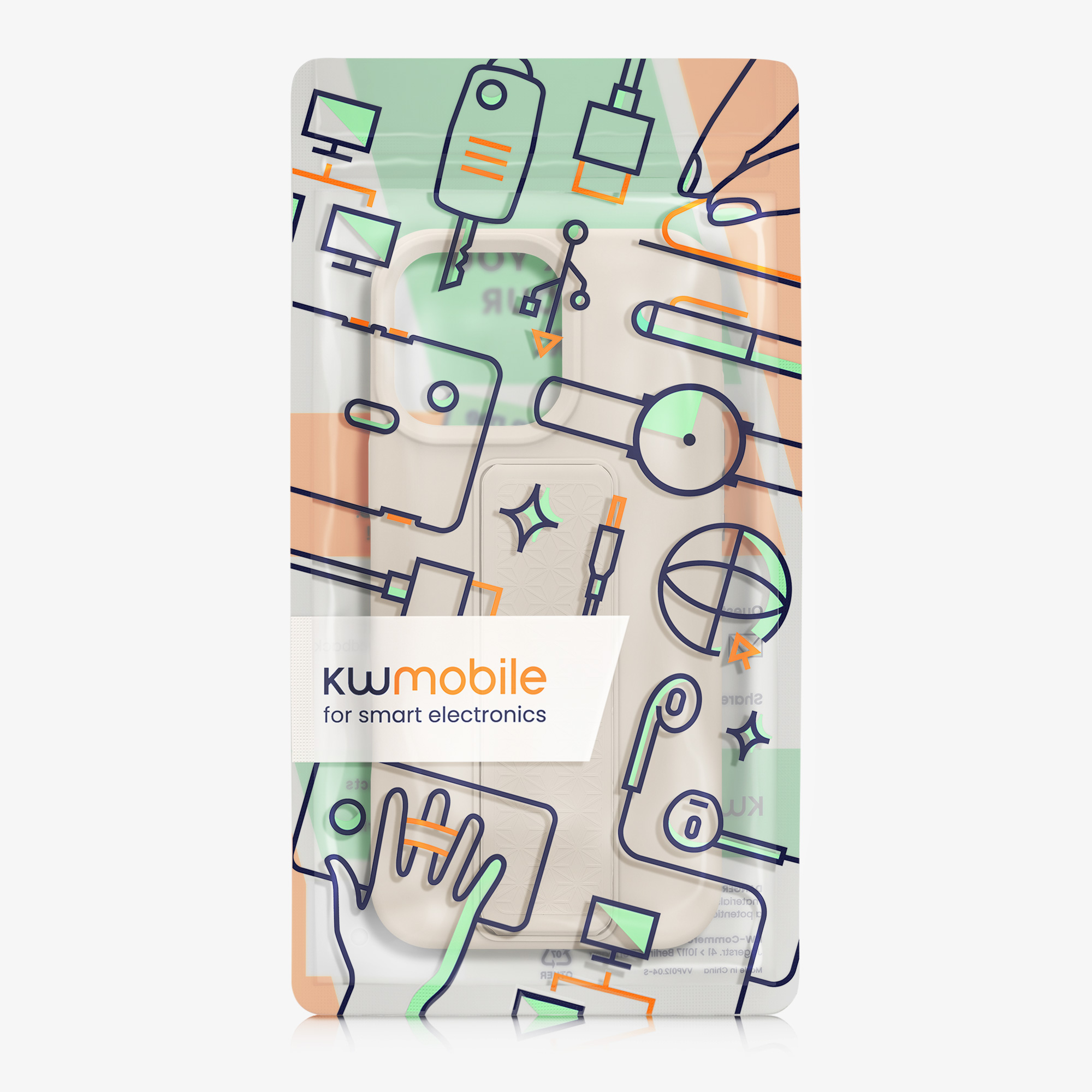 Kryt na mobil s poutkem a stojánkem Apple iPhone 16 Pro kwmobile - Cream