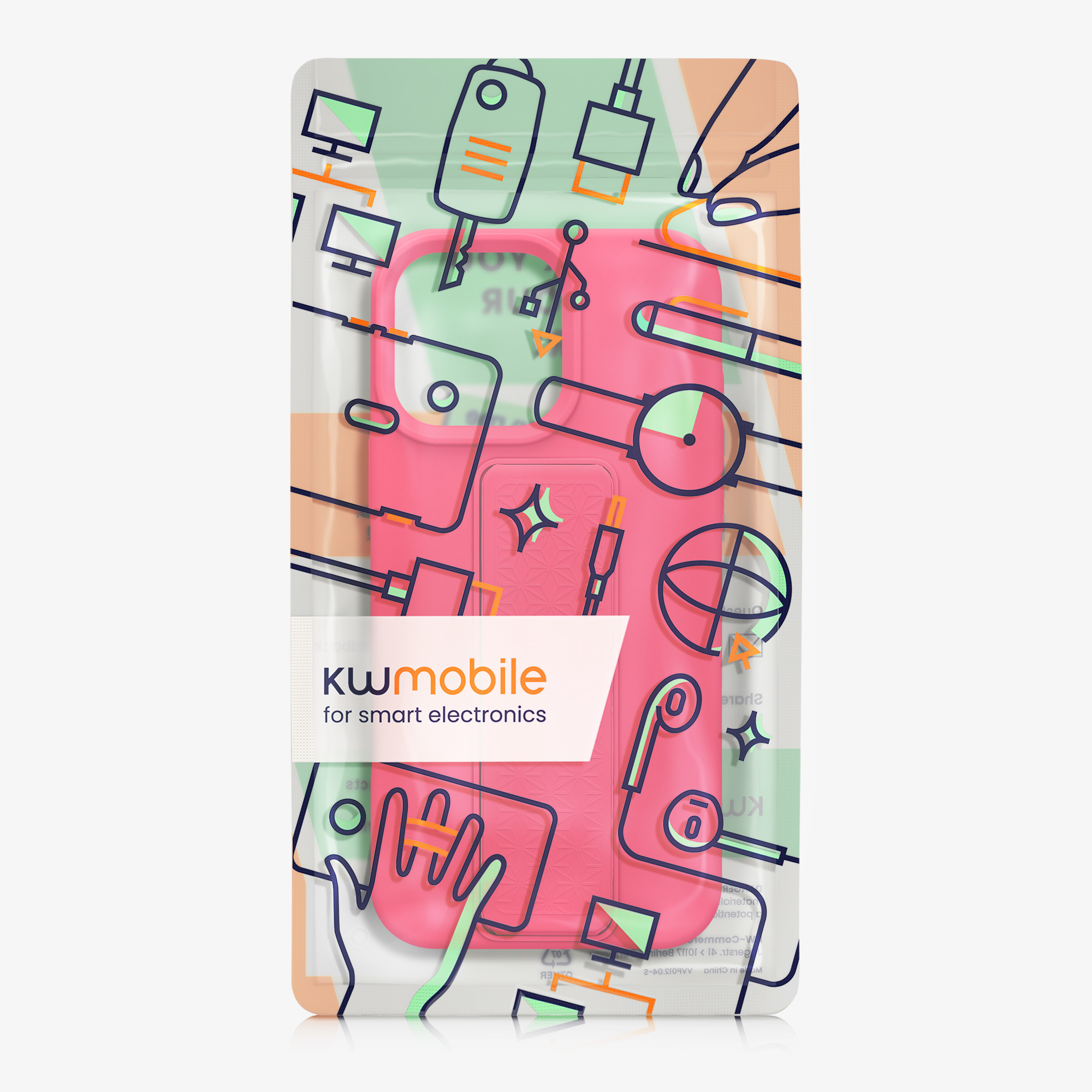 Kryt na mobil s poutkem a stojánkem Apple iPhone 16 Pro Max kwmobile - neonově růžová