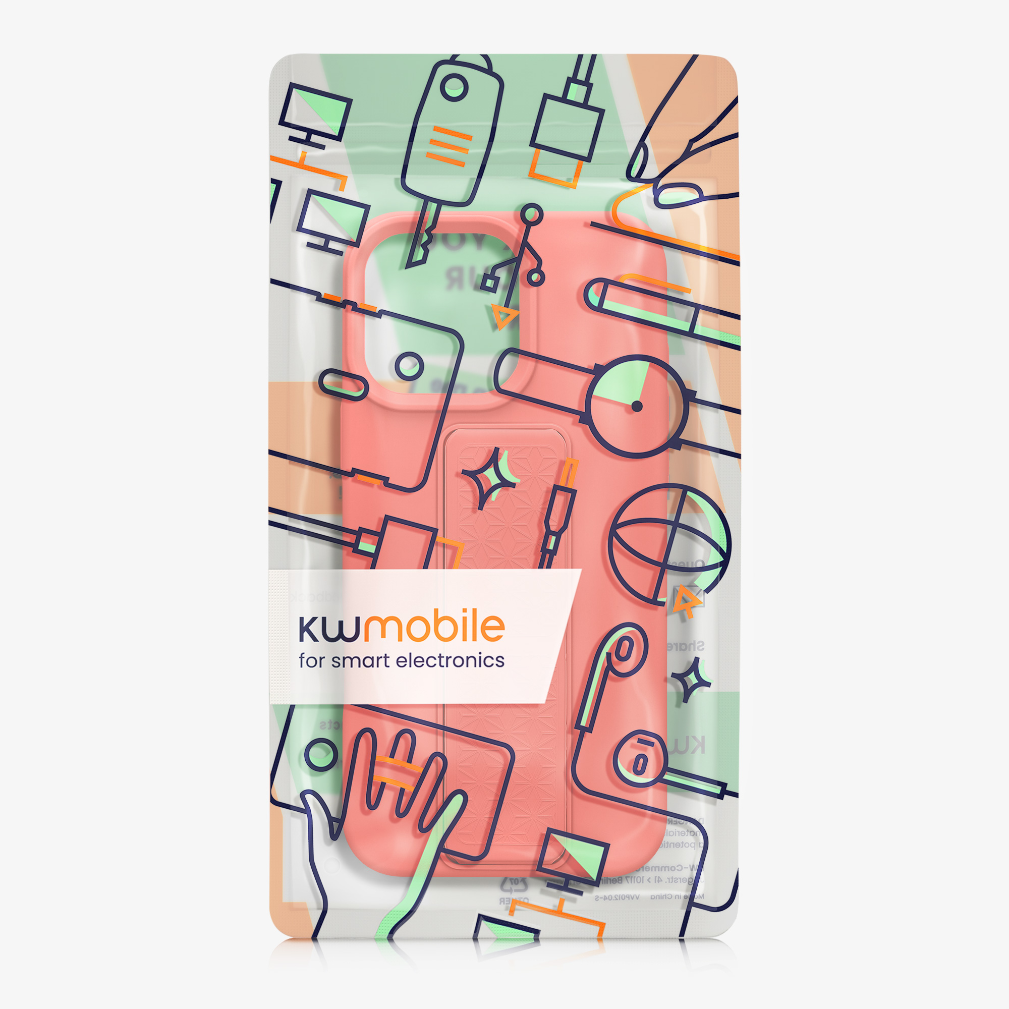 Kryt na mobil s poutkem a stojánkem Apple iPhone 16 Pro Max kwmobile - korálová