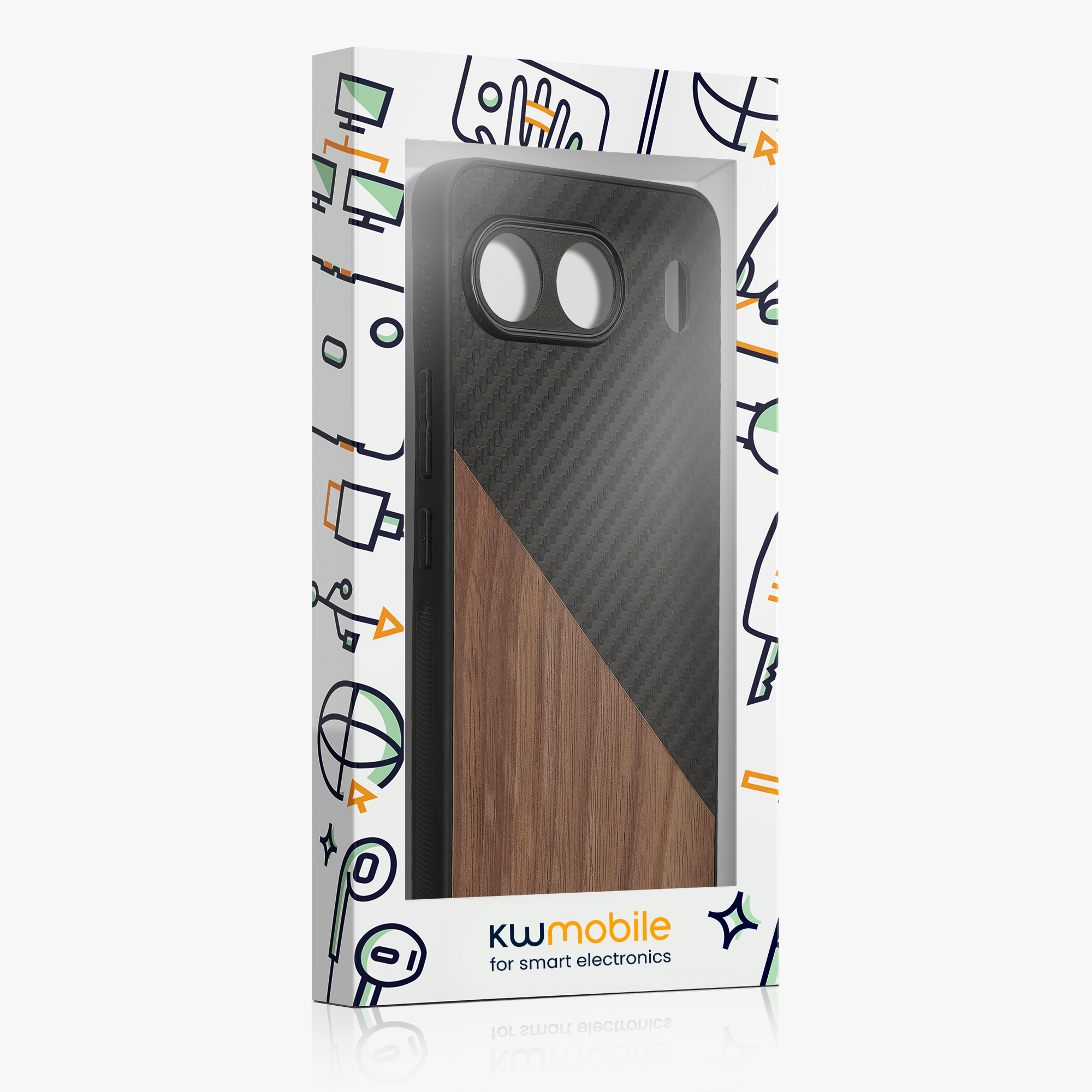 Kwmobile Dřevěný kryt OnePlus Nord 4 5G tmavě hnědá / černá