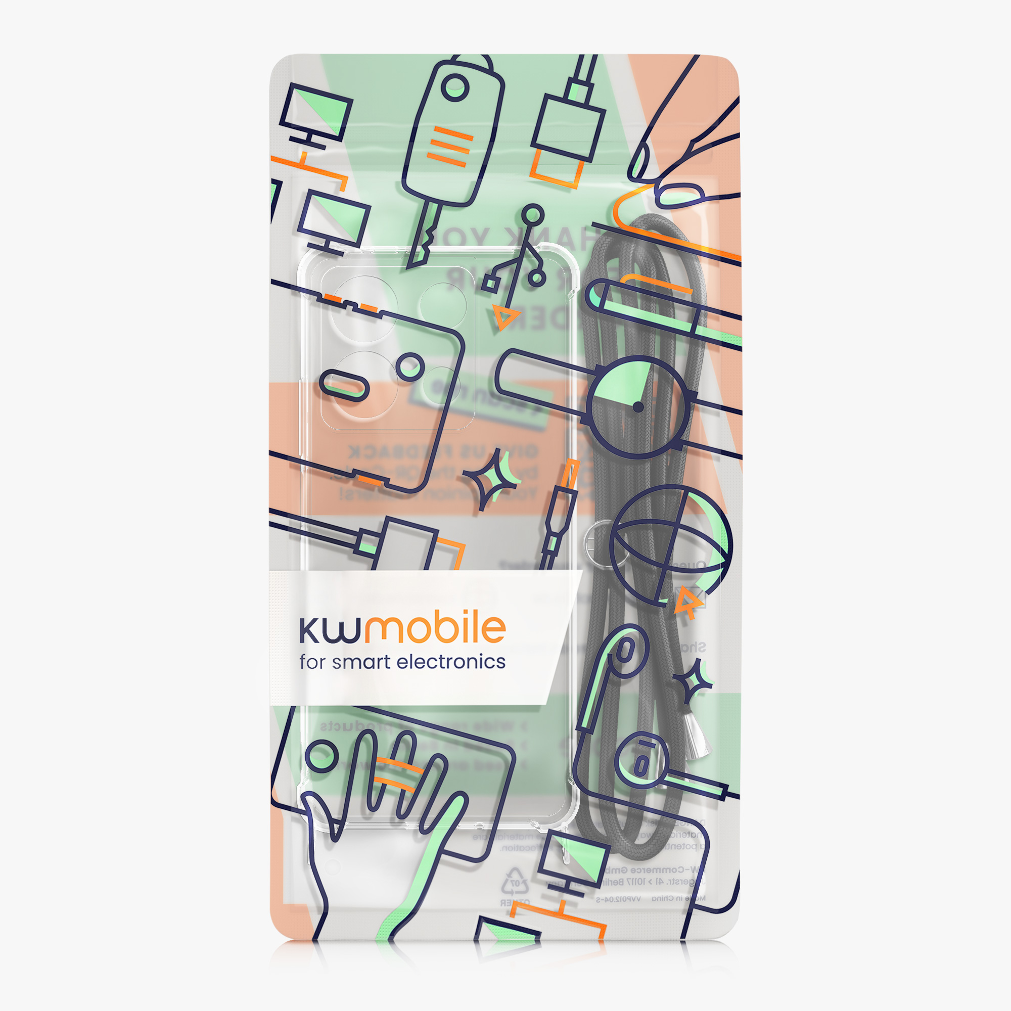 Crossbody kryt na mobil Motorola Edge 60 Neo / Edge 50 Neo / ThinkPhone 25 kwmobile se šňůrkou černá / transpar