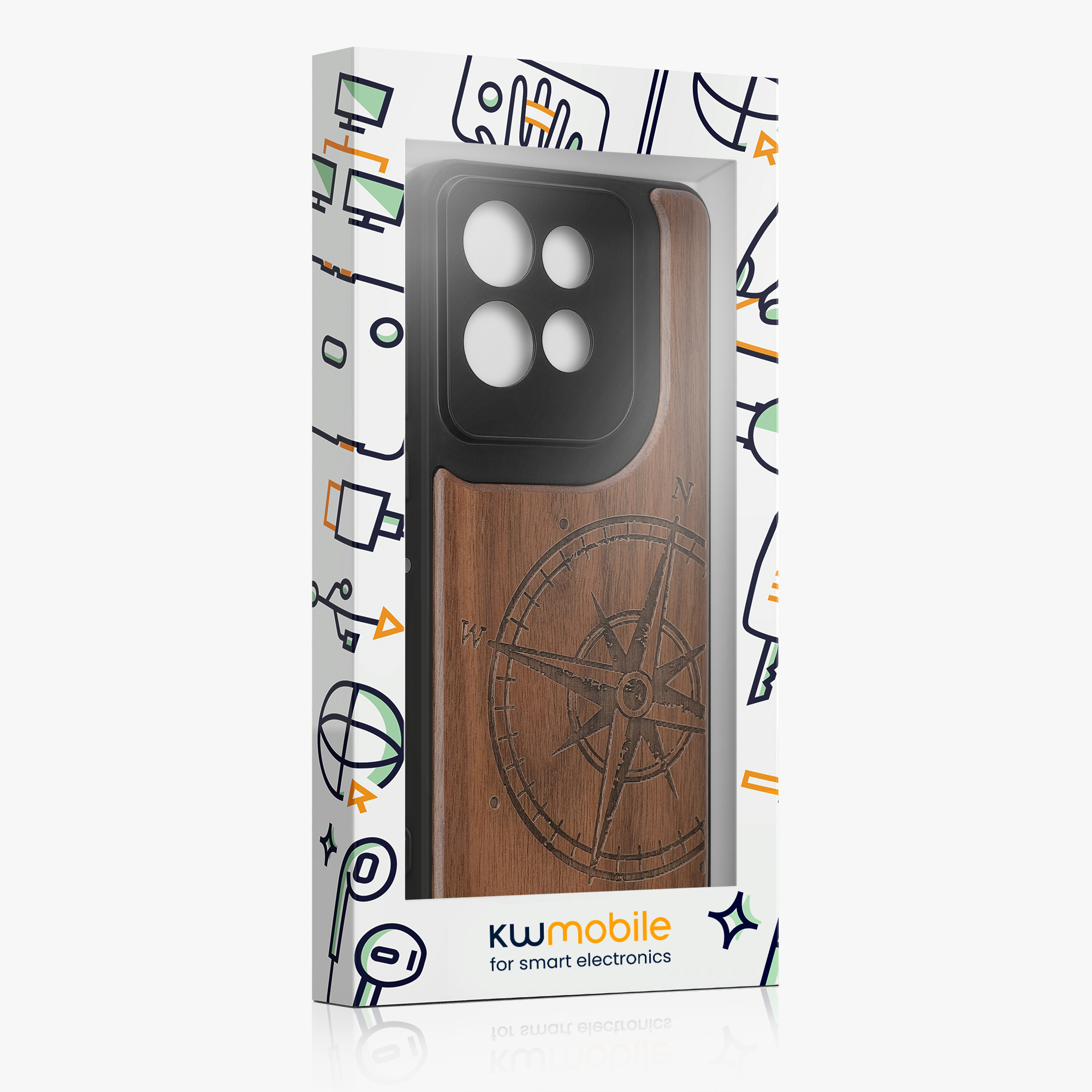 Dřevěný kryt na mobil Motorola Edge 60 Neo / Edge 50 Neo / ThinkPhone 25 kwmobile TPU rámeček tmavě hnědá