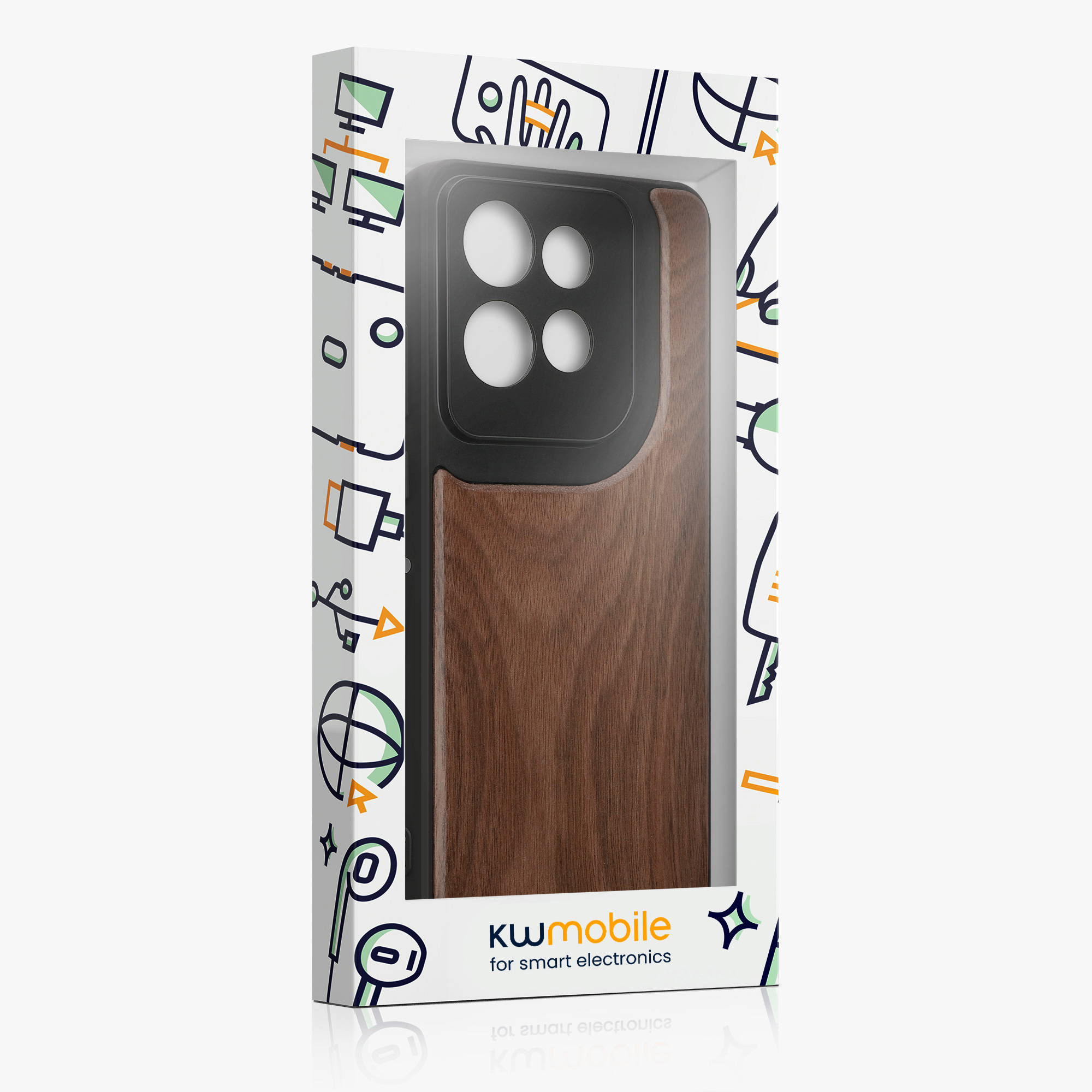 Dřevěný kryt na mobil Motorola Edge 60 Neo / Edge 50 Neo / ThinkPhone 25 kwmobile TPU rámeček tmavě hnědá