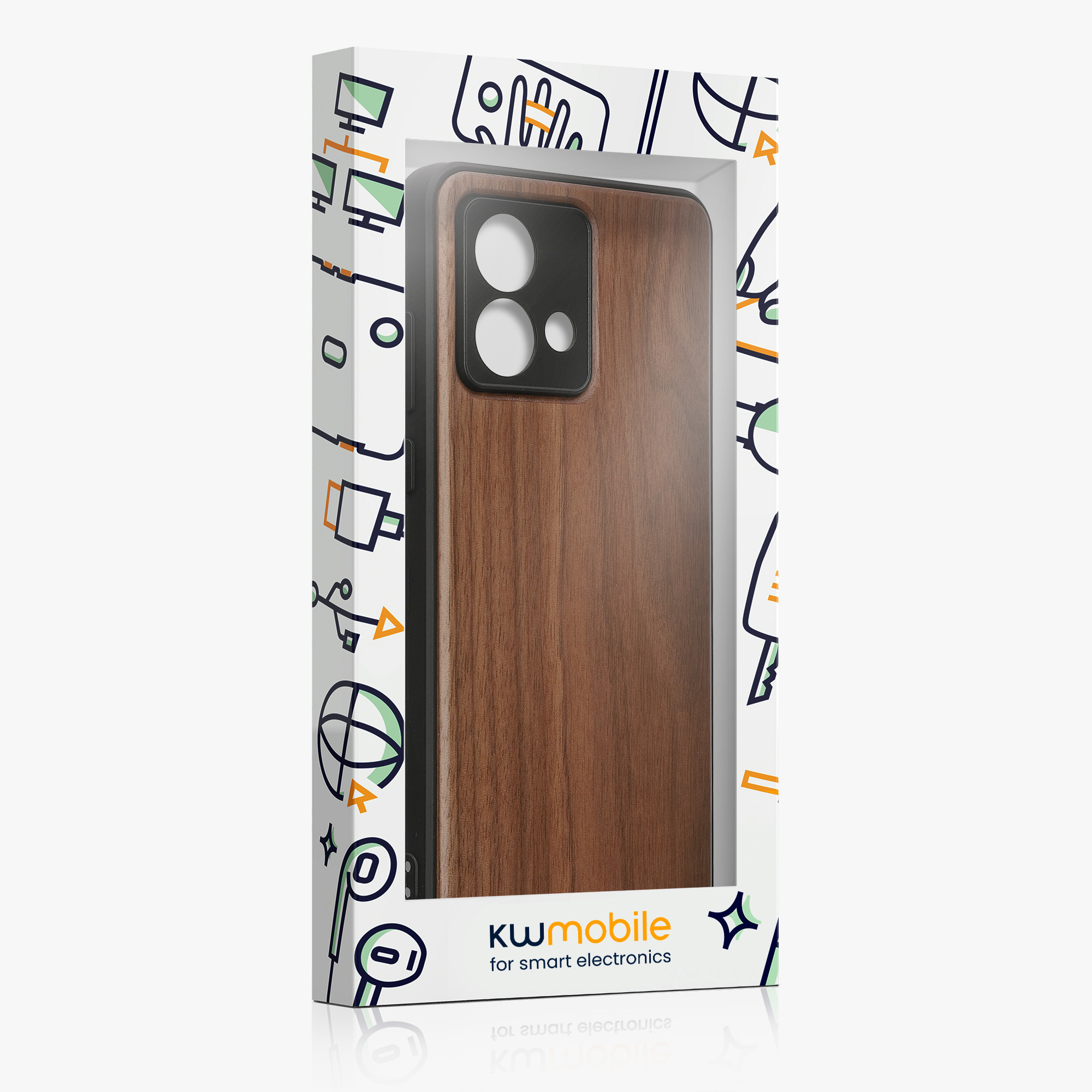 Kwmobile Dřevěný kryt Motorola Moto G84 5G tmavě hnědá