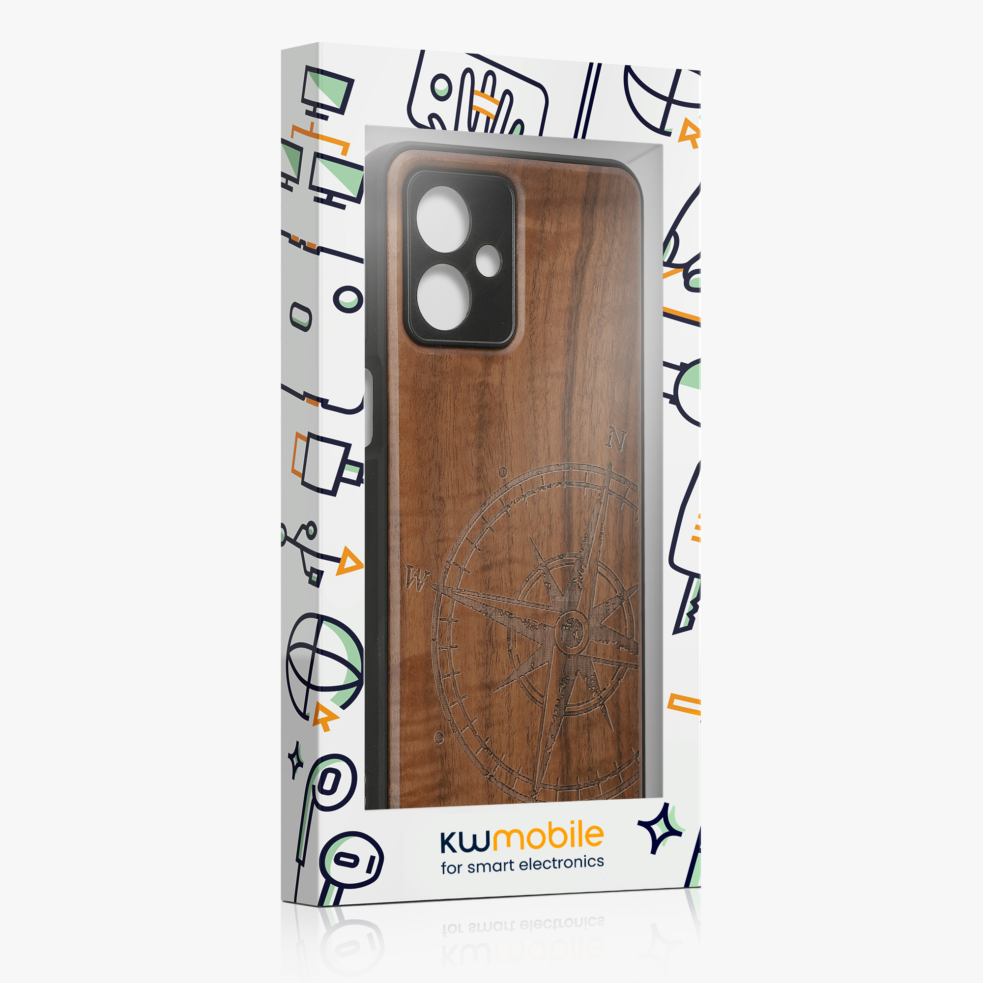 Dřevěný kryt kwmobile pro Motorola Moto G54 5G - Tmavě hnědá