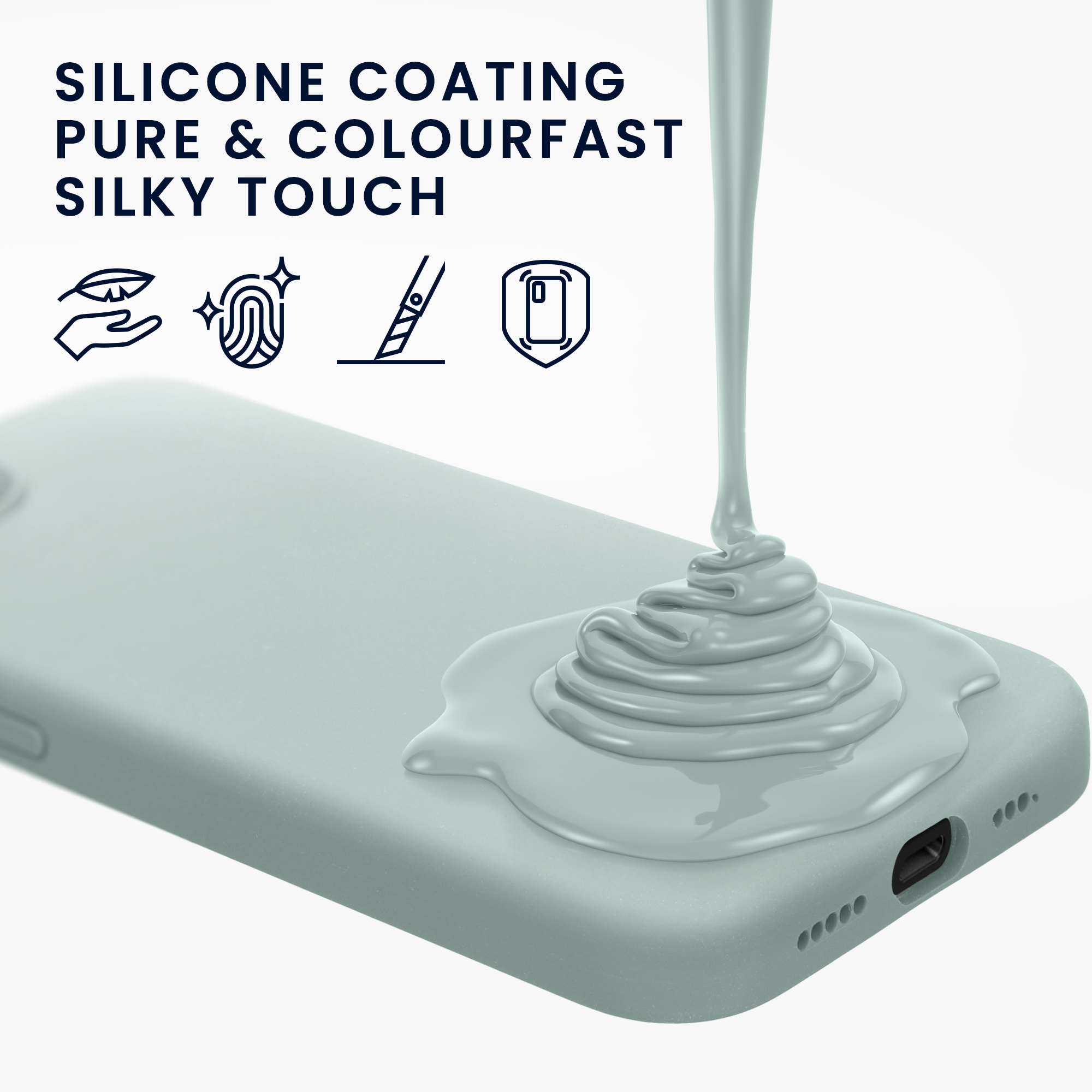 Silikonový kryt Kwmobile pro iPhone 17e / 16e - wireless charging cool mint