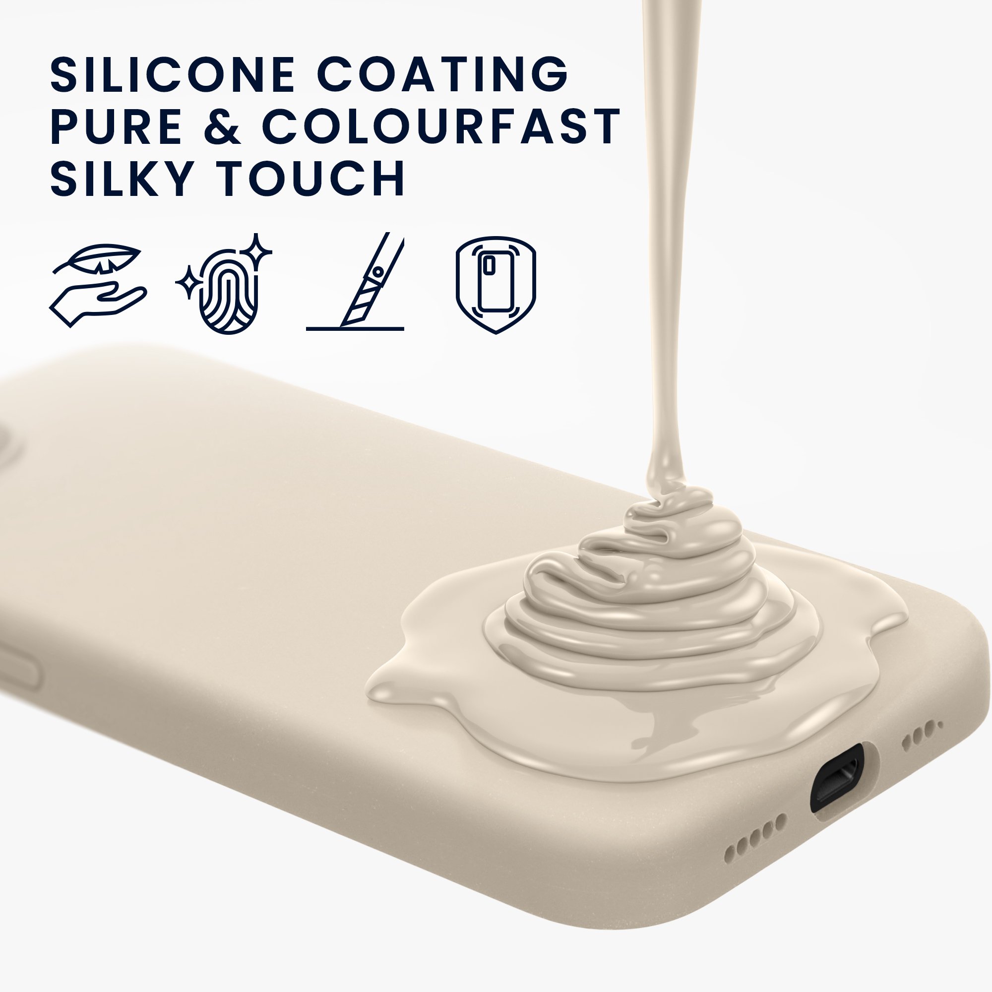 Silikonový kryt kwmobile pro Apple iPhone 17e / iPhone 16e - béžová