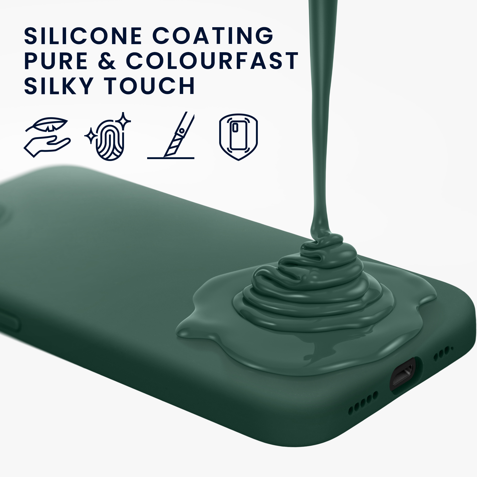 Silikonový kryt Kwmobile pro iPhone 17e / 16e - wireless charging forest green