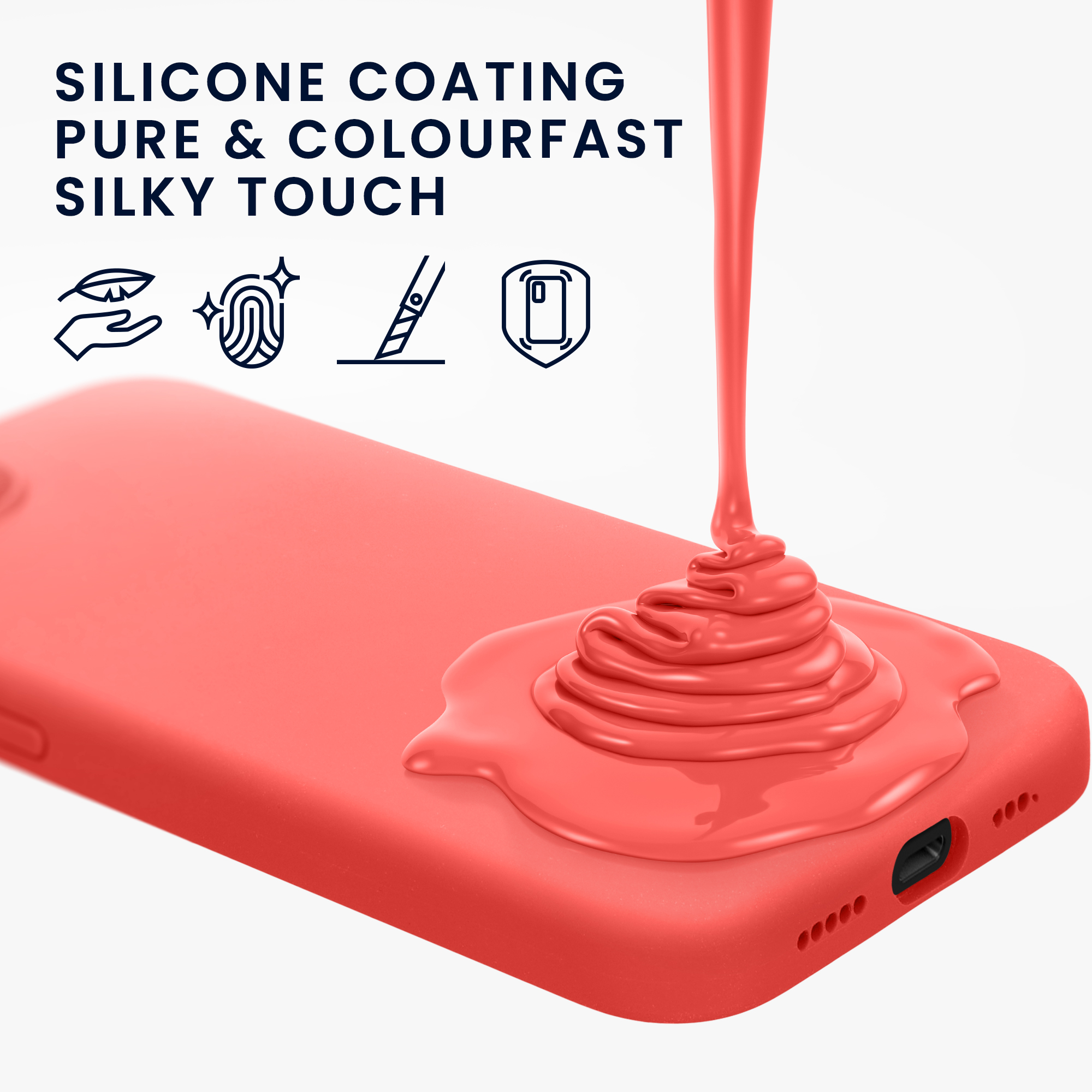 Silikonový kryt Kwmobile pro iPhone 17e / 16e - wireless charging neon coral