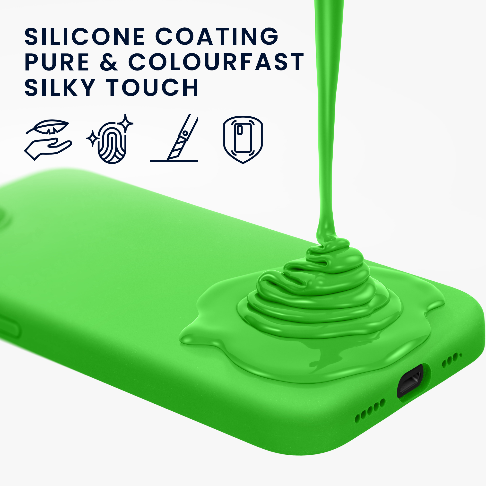 Silikonový kryt Kwmobile pro iPhone 17e / 16e - wireless charging lime green