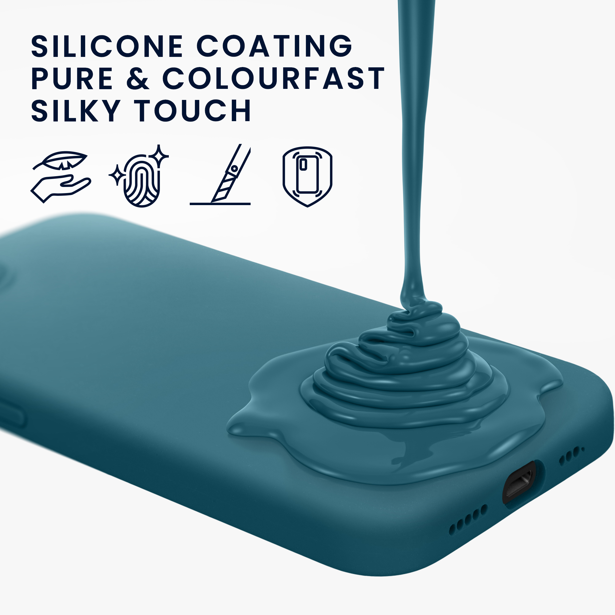 Silikonový kryt Kwmobile pro iPhone 17e / 16e - wireless charging teal matte