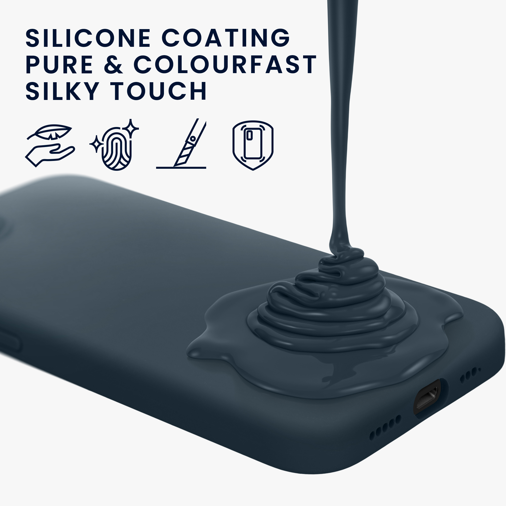 Silikonový kryt Kwmobile pro iPhone 17e / 16e - wireless charging dark slate