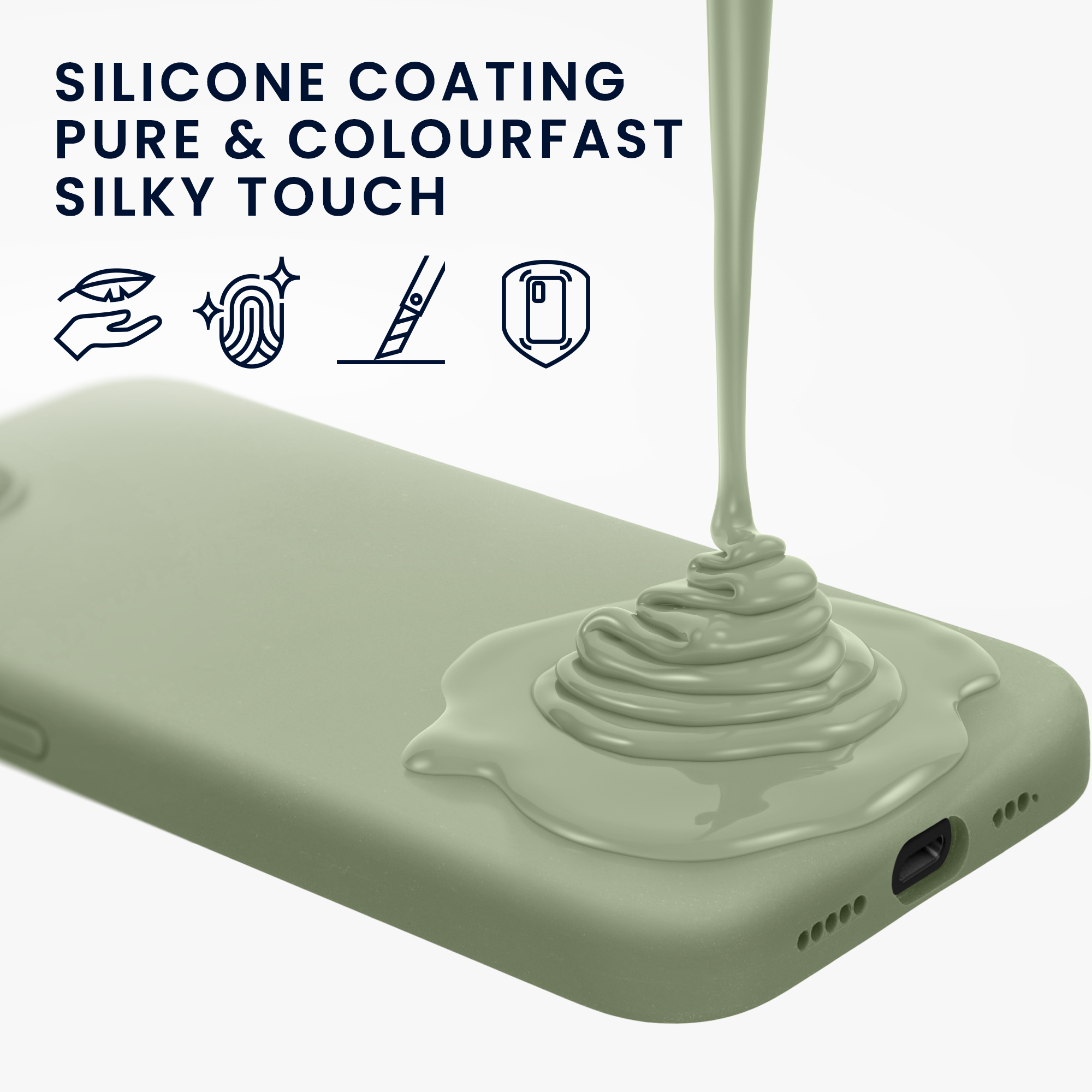 Silikonový kryt Kwmobile pro iPhone 17e / 16e - wireless charging gray green