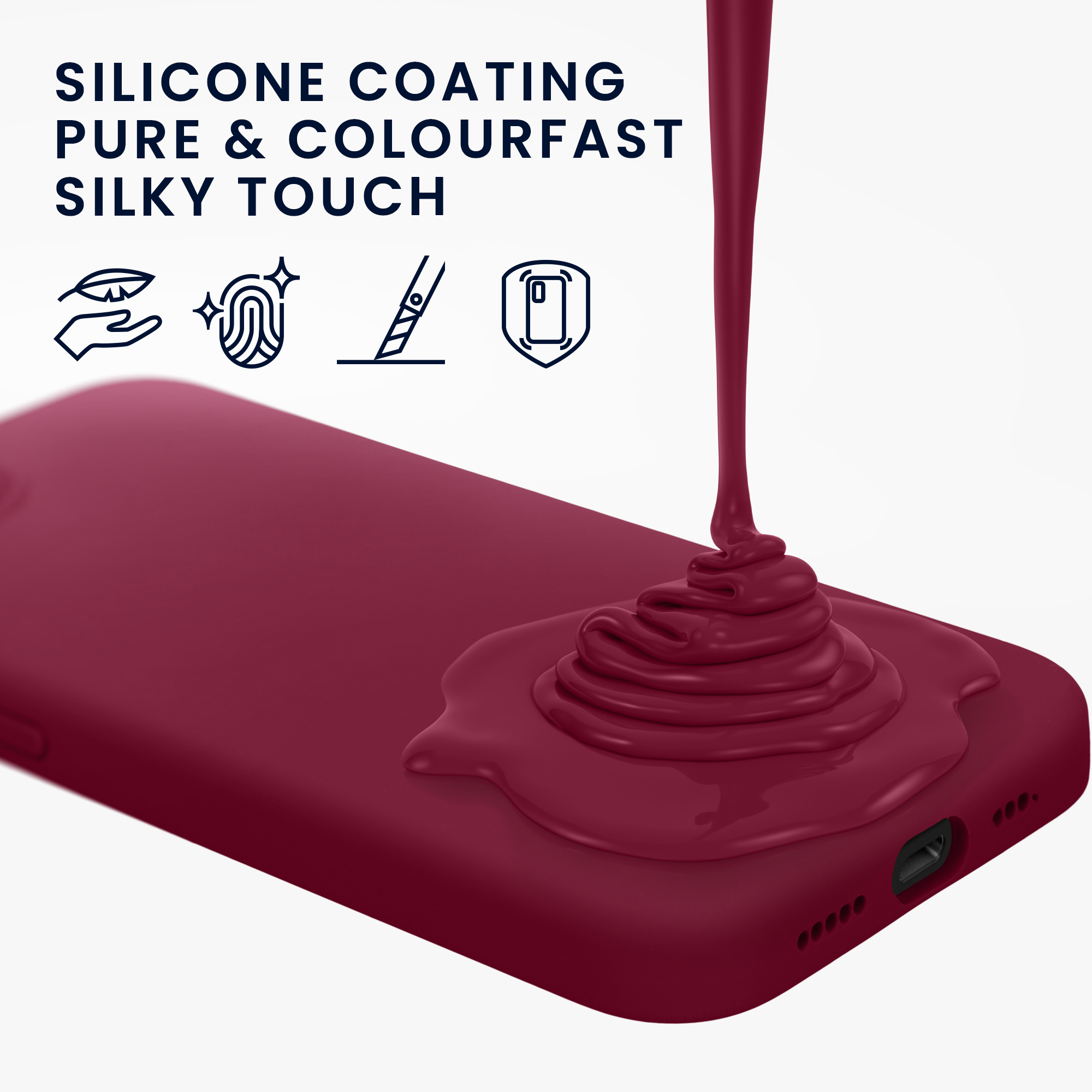 Silikonový kryt Kwmobile pro iPhone 17e / 16e - wireless charging rhubarb red