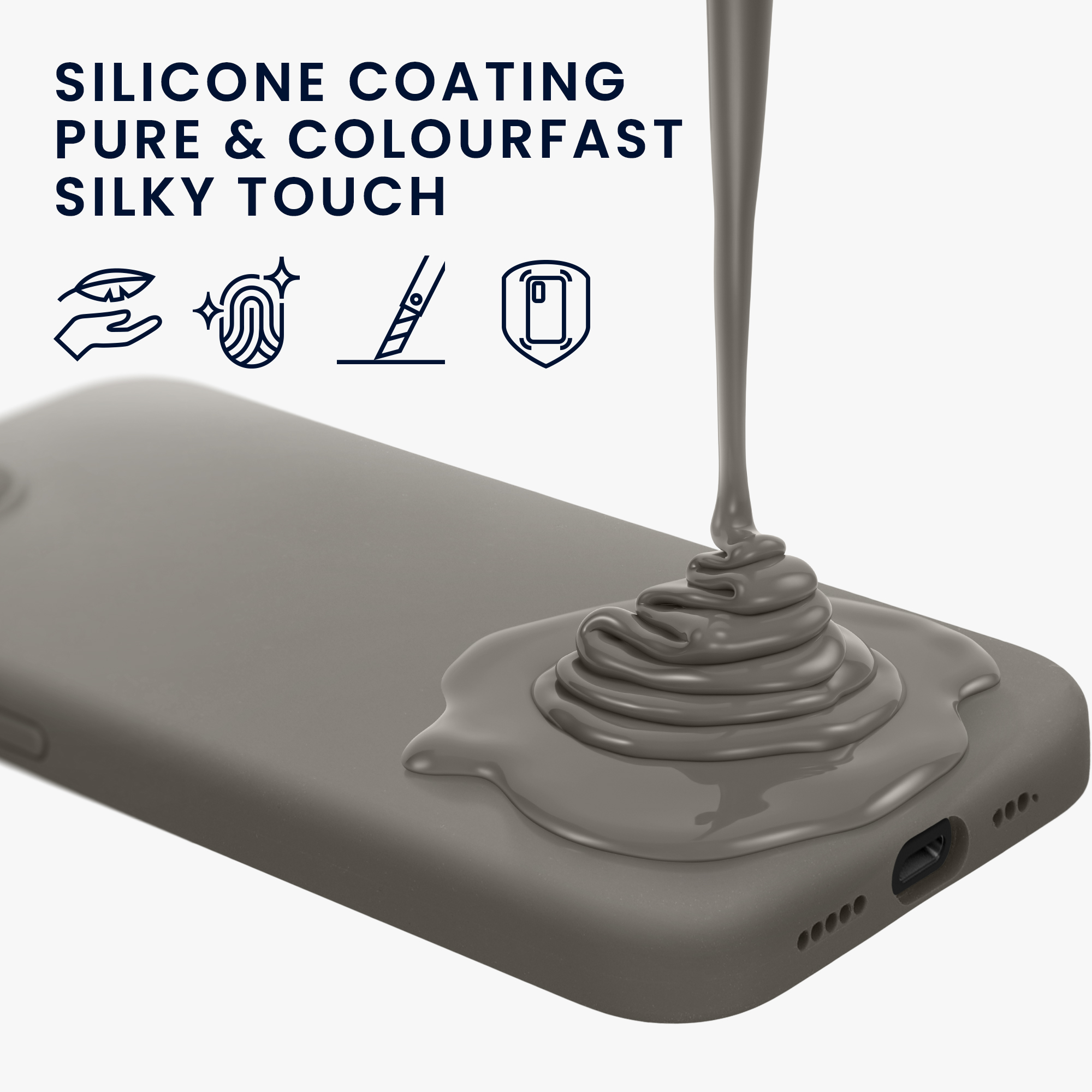 Silikonový kryt Kwmobile pro iPhone 17e / 16e - wireless charging stone dust
