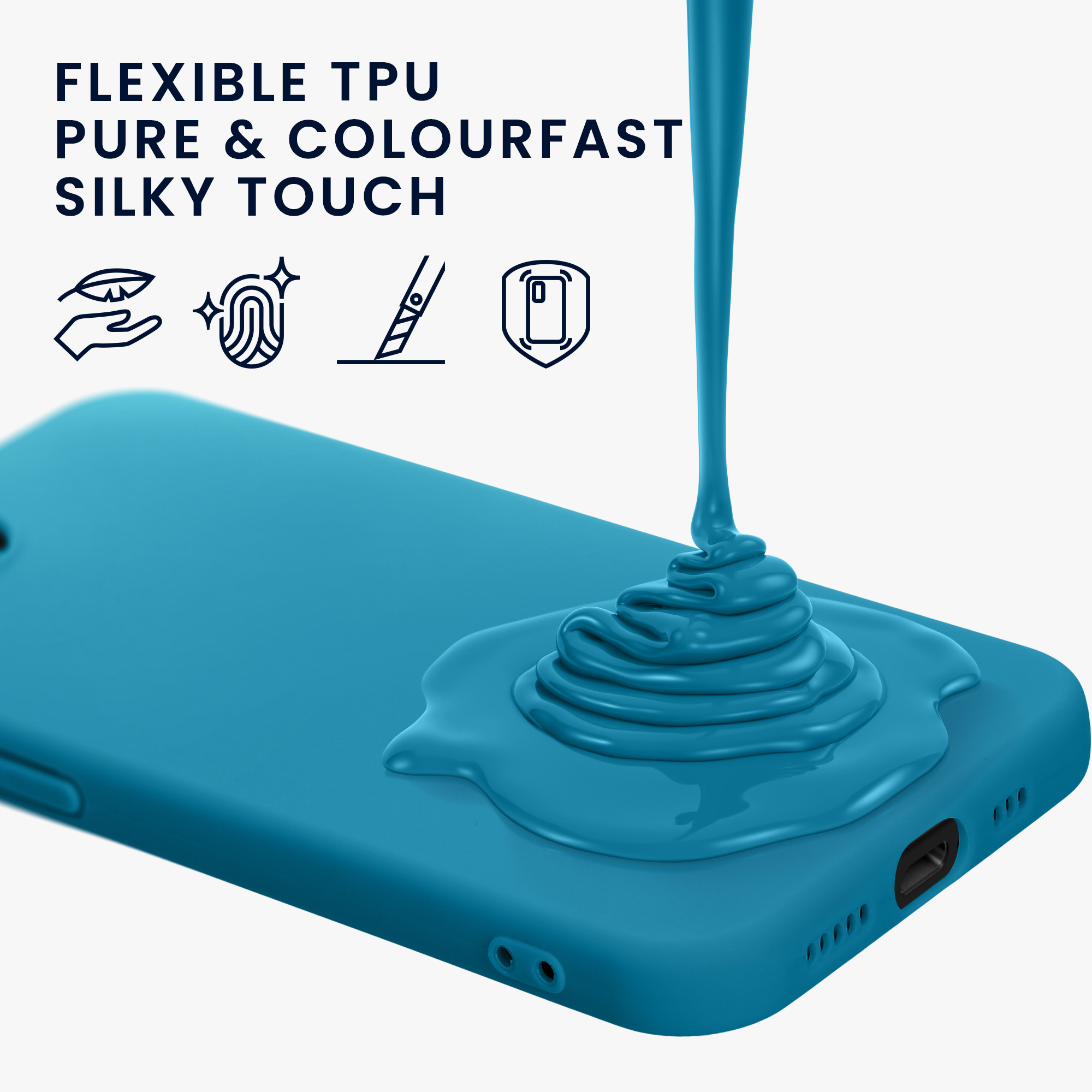Silikonový kryt Kwmobile pro iPhone 17e / 16e - karibsky modrá