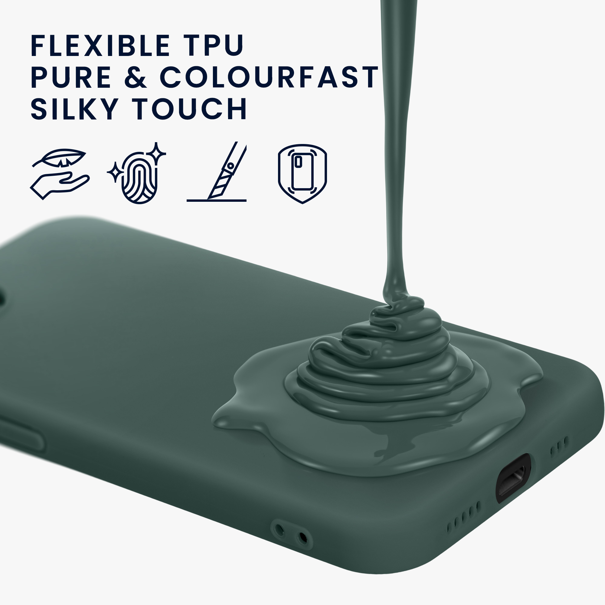 Silikonový kryt Kwmobile pro iPhone 17e / 16e - mechově zelená