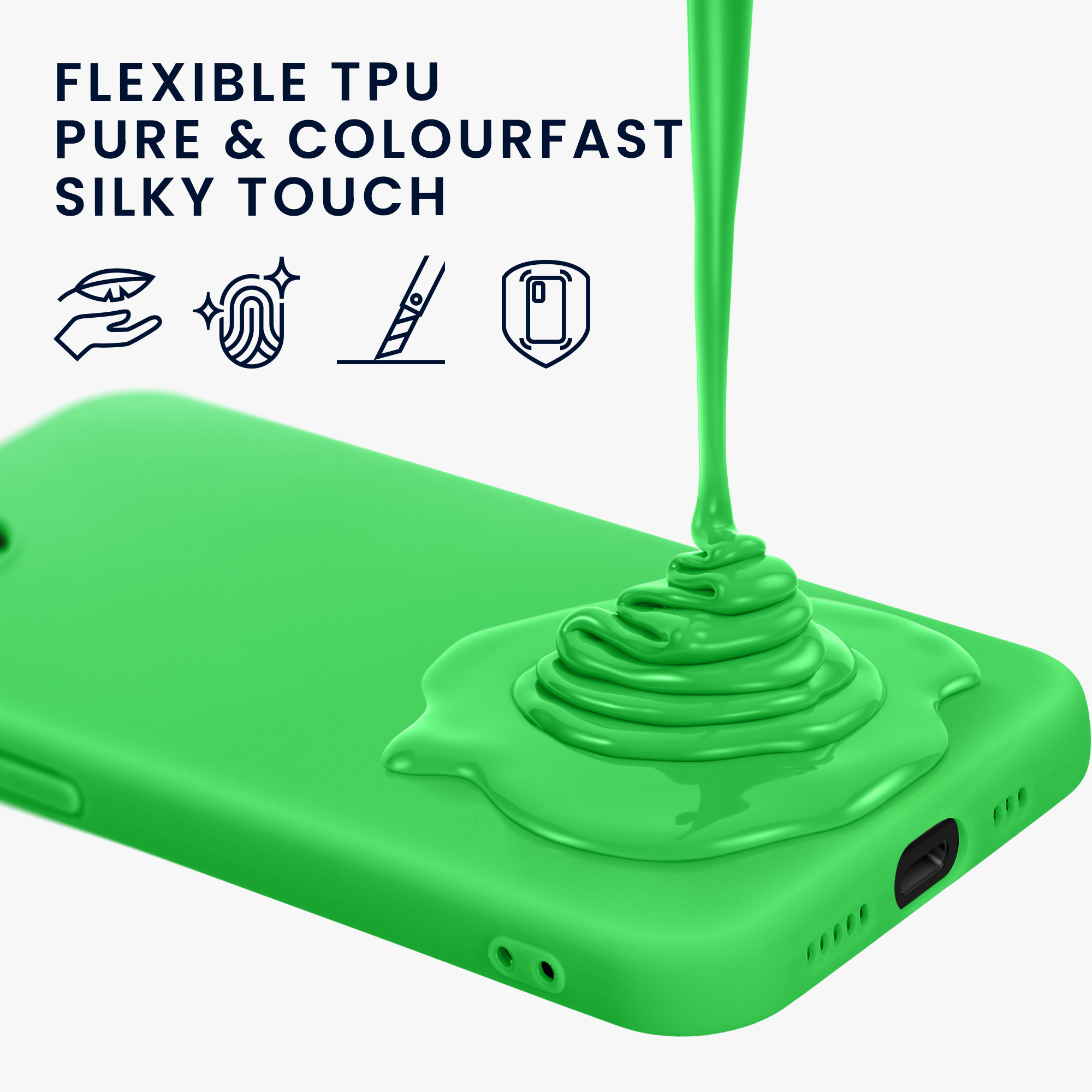 Silikonový kryt Kwmobile pro iPhone 17e / 16e - neonově zelená
