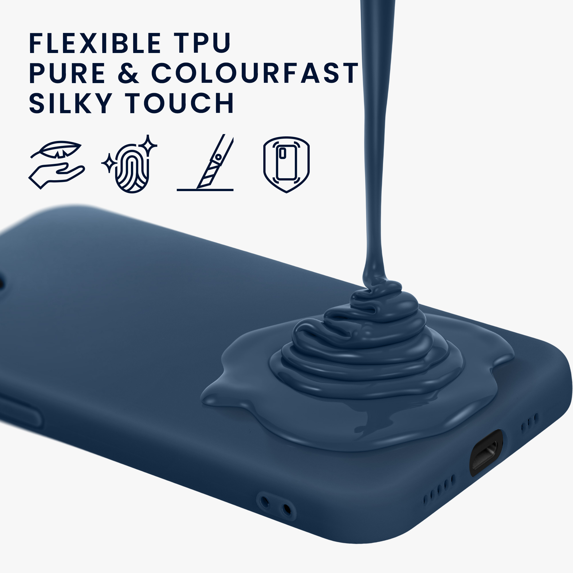 Silikonový kryt Kwmobile pro iPhone 17e / 16e - námořnicky modrá