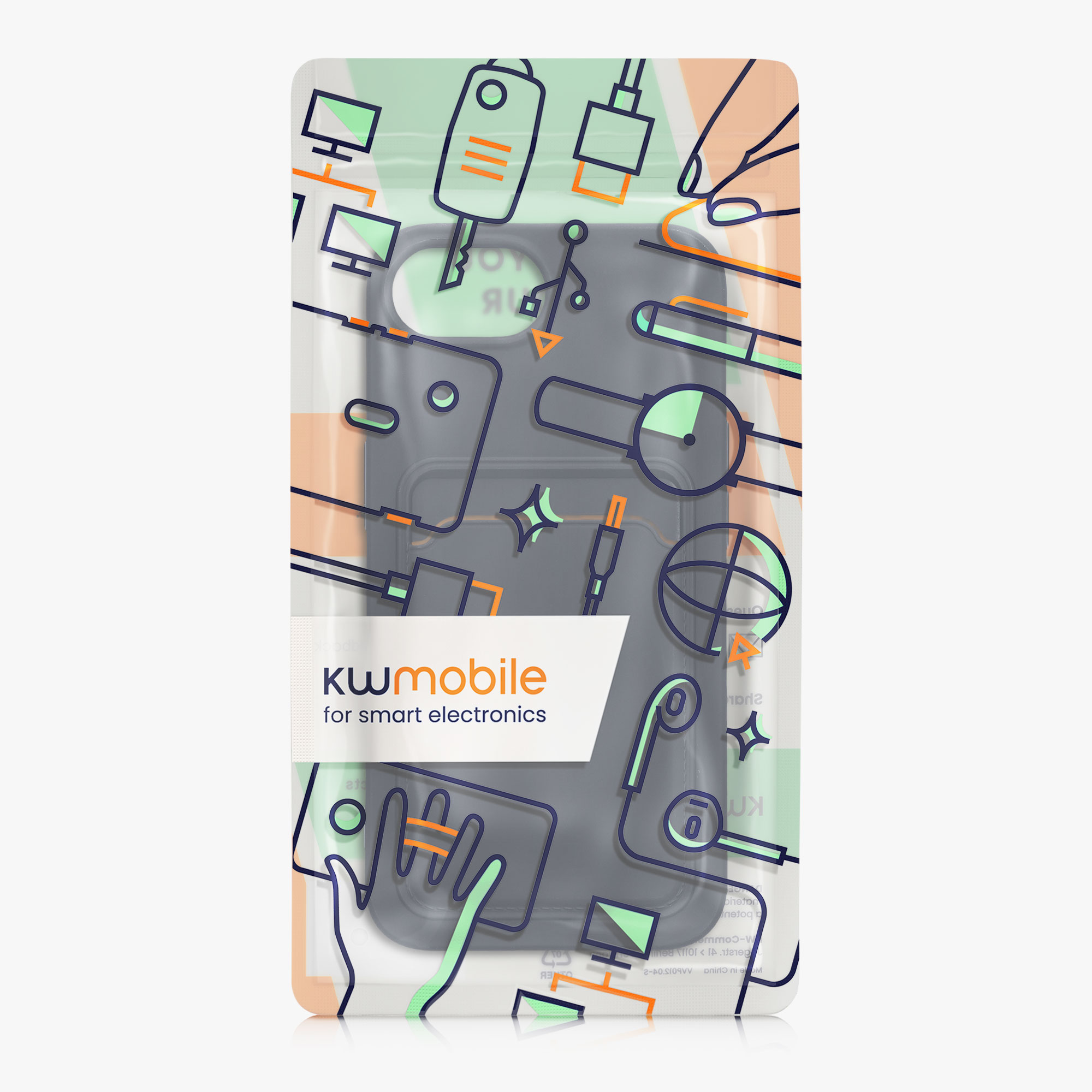 Kryt s držákem karty Kwmobile pro iPhone 17e / 16e - tmavě modrá