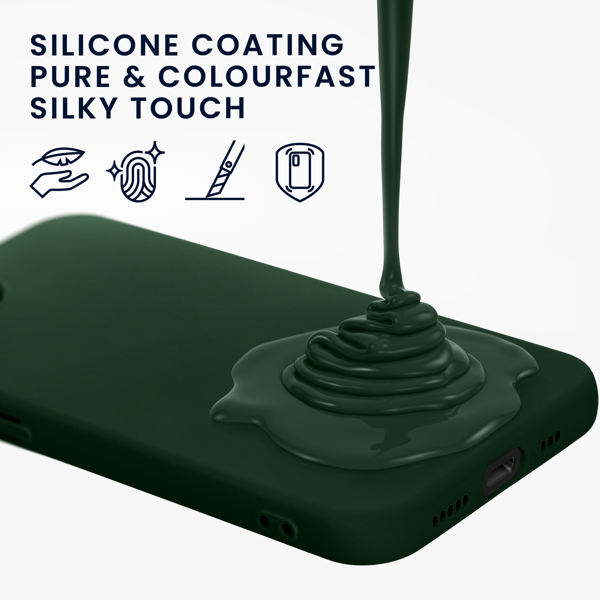 Silikonový kryt Kwmobile pro iPhone 17e / 16e - tmavě zelená