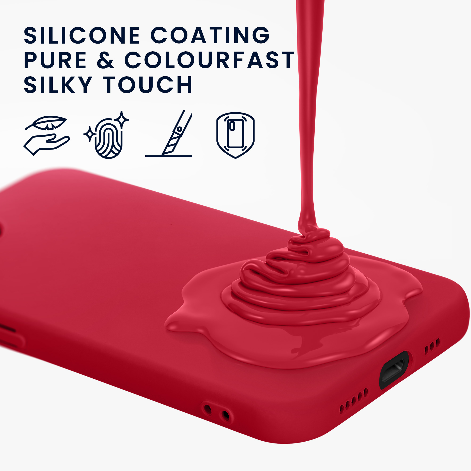 Silikonový kryt Kwmobile pro iPhone 17e / 16e - granátově červená